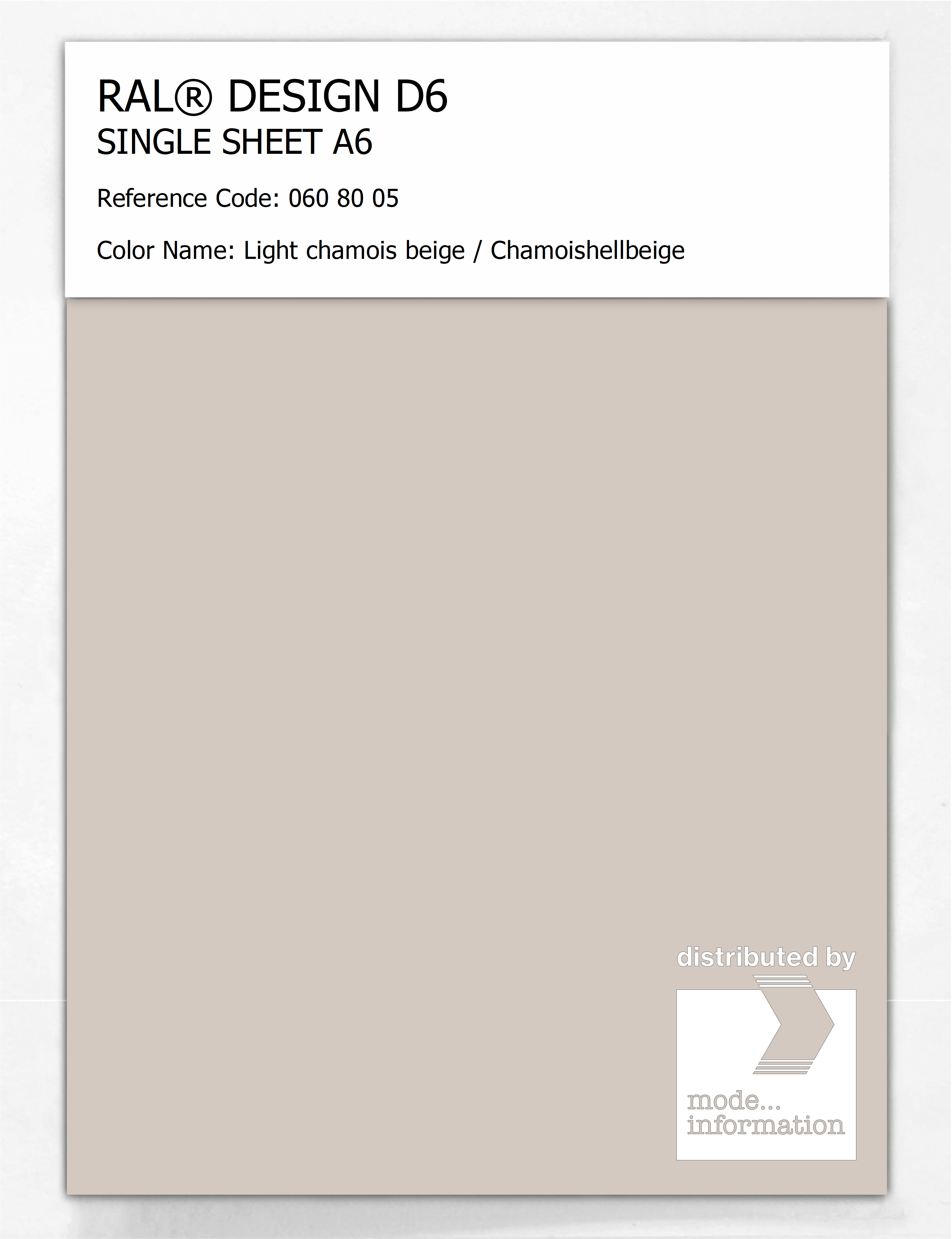 Product image 1 of the product “RAL® DESIGN D6 SINGLE SHEET A6 060 80 05 Light chamois beige / Chamoishellbeige ”