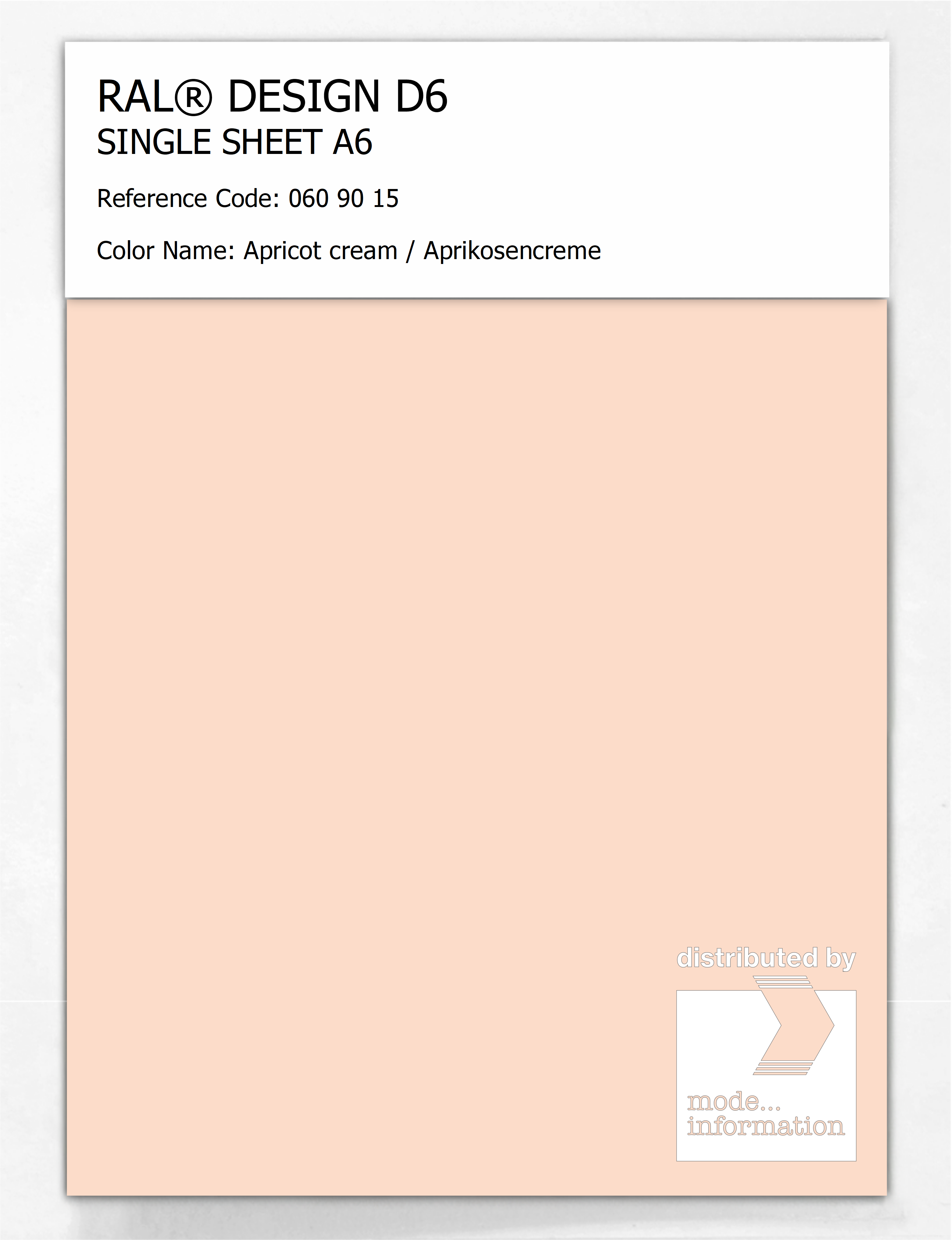 Artikelbild 1 des Artikels “RAL® DESIGN D6 SINGLE SHEET A6 060 90 15 Apricot cream / Aprikosencreme “