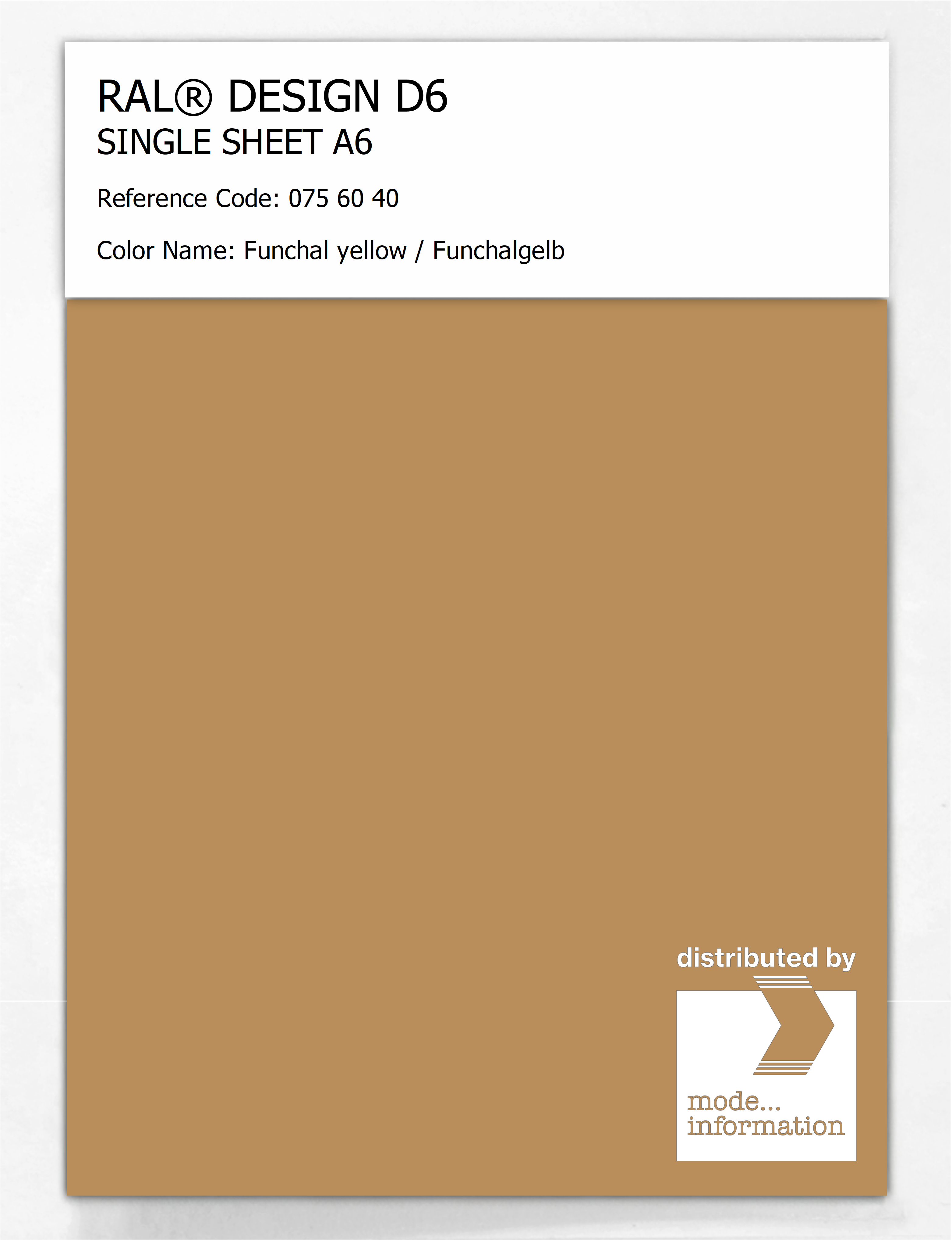 Artikelbild 1 des Artikels “RAL® DESIGN D6 SINGLE SHEET A6 075 60 40 Funchal yellow / Funchalgelb “