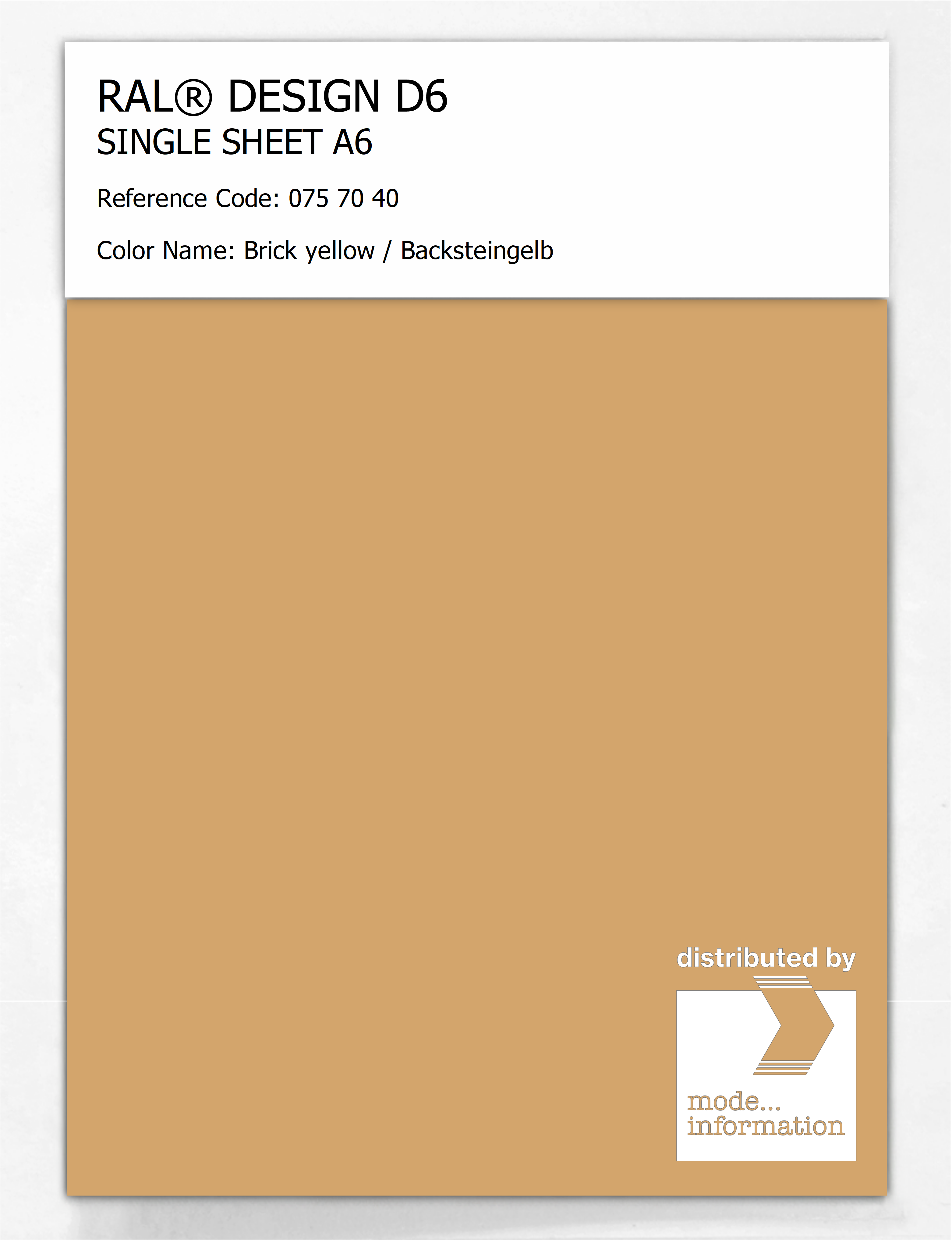 Artikelbild 1 des Artikels “RAL® DESIGN D6 SINGLE SHEET A6 075 70 40 Brick yellow / Backsteingelb “