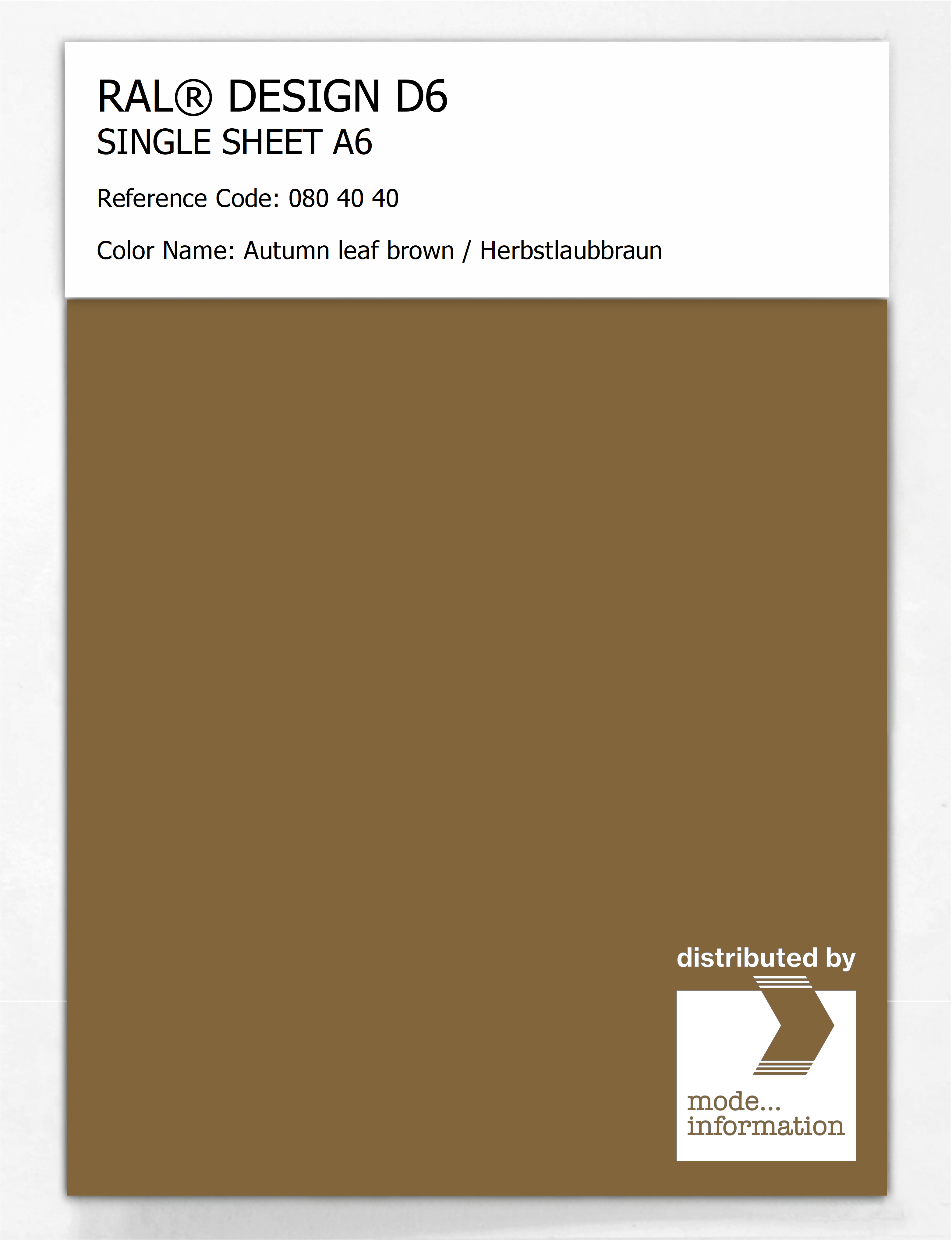 Product image 1 of the product “RAL® DESIGN D6 SINGLE SHEET A6 080 40 40 Autumn leaf brown / Herbstlaubbraun ”