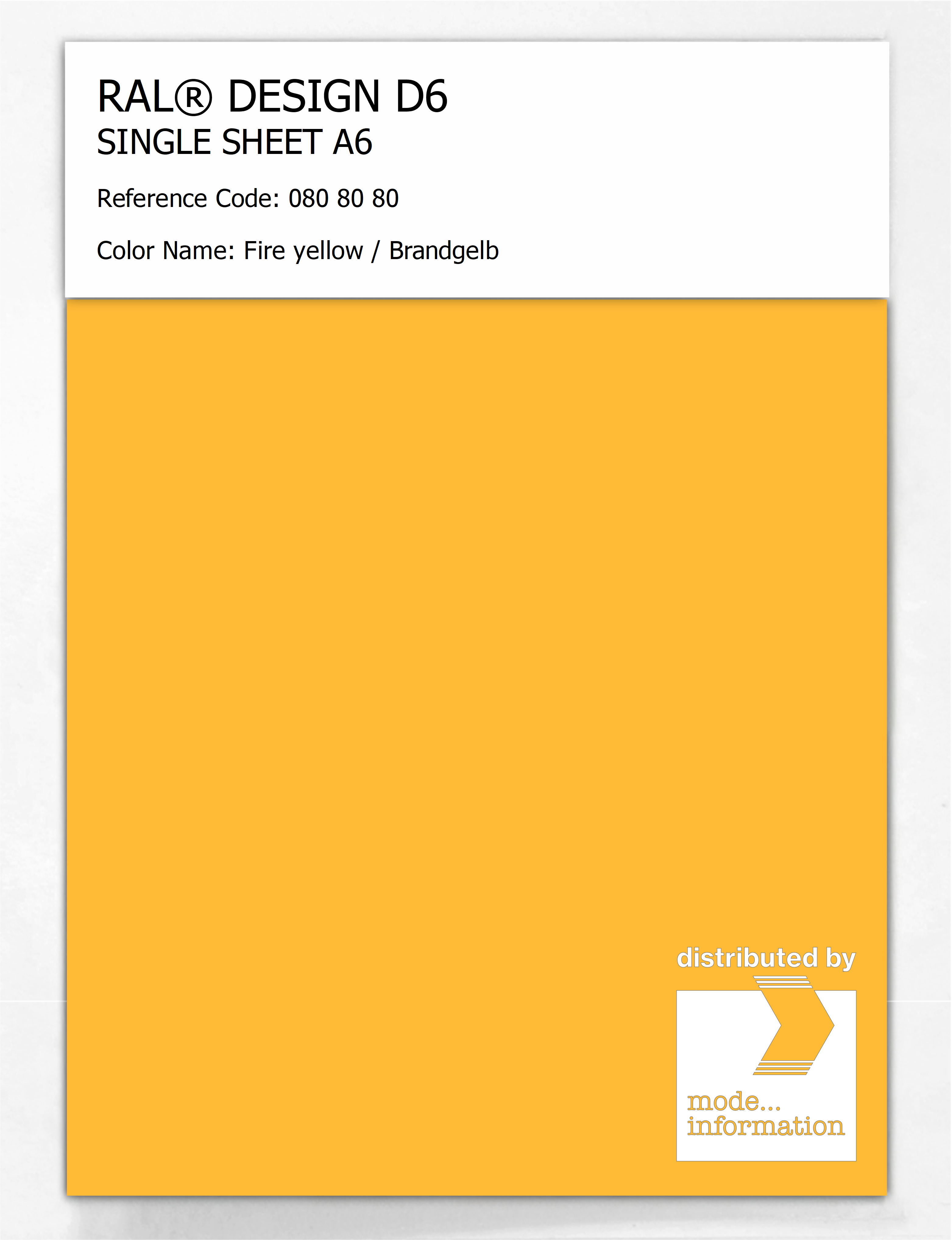 Artikelbild 1 des Artikels “RAL® DESIGN D6 SINGLE SHEET A6 080 80 80 Fire yellow / Brandgelb “