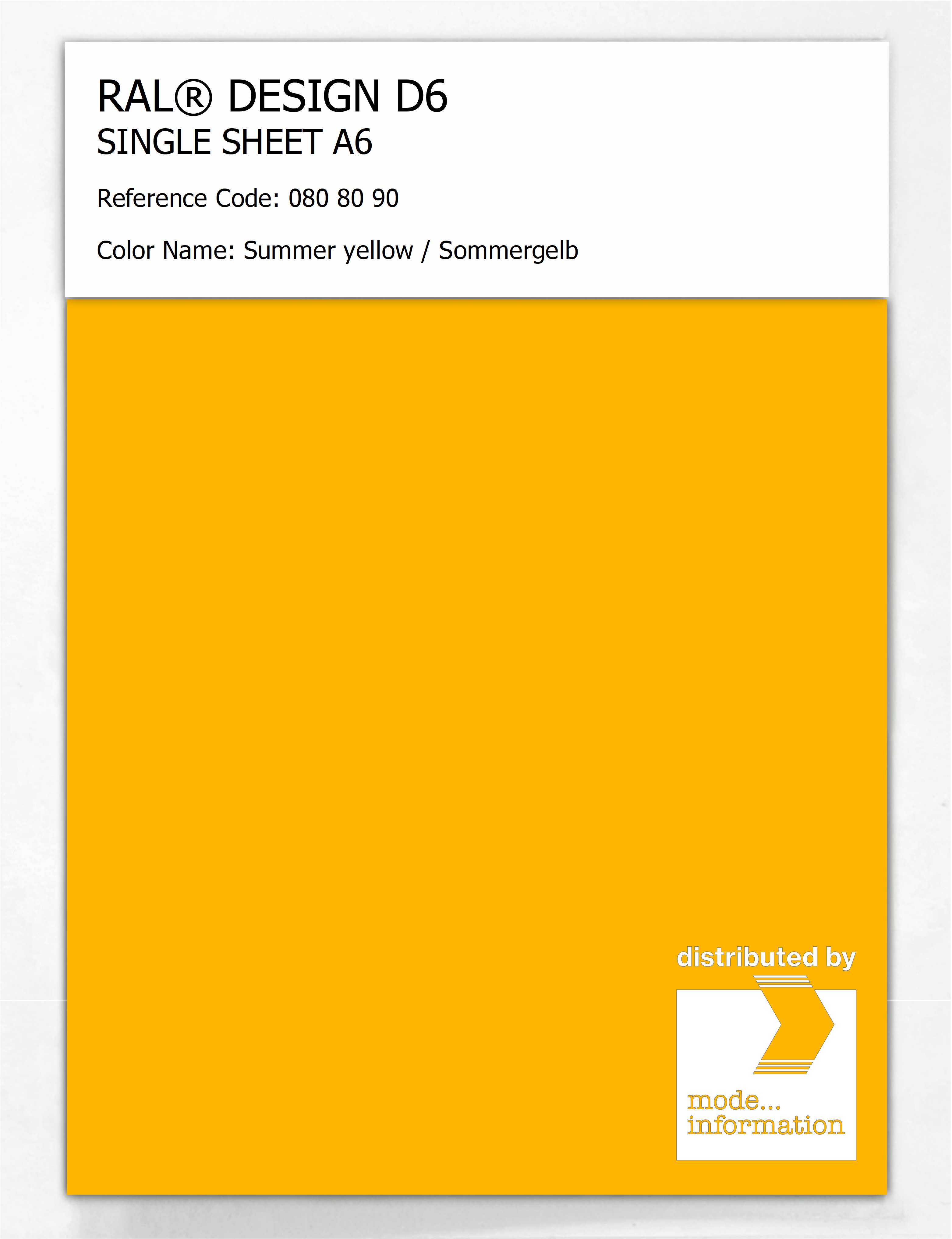 Artikelbild 1 des Artikels “RAL® DESIGN D6 SINGLE SHEET A6 080 80 90 Summer yellow / Sommergelb “