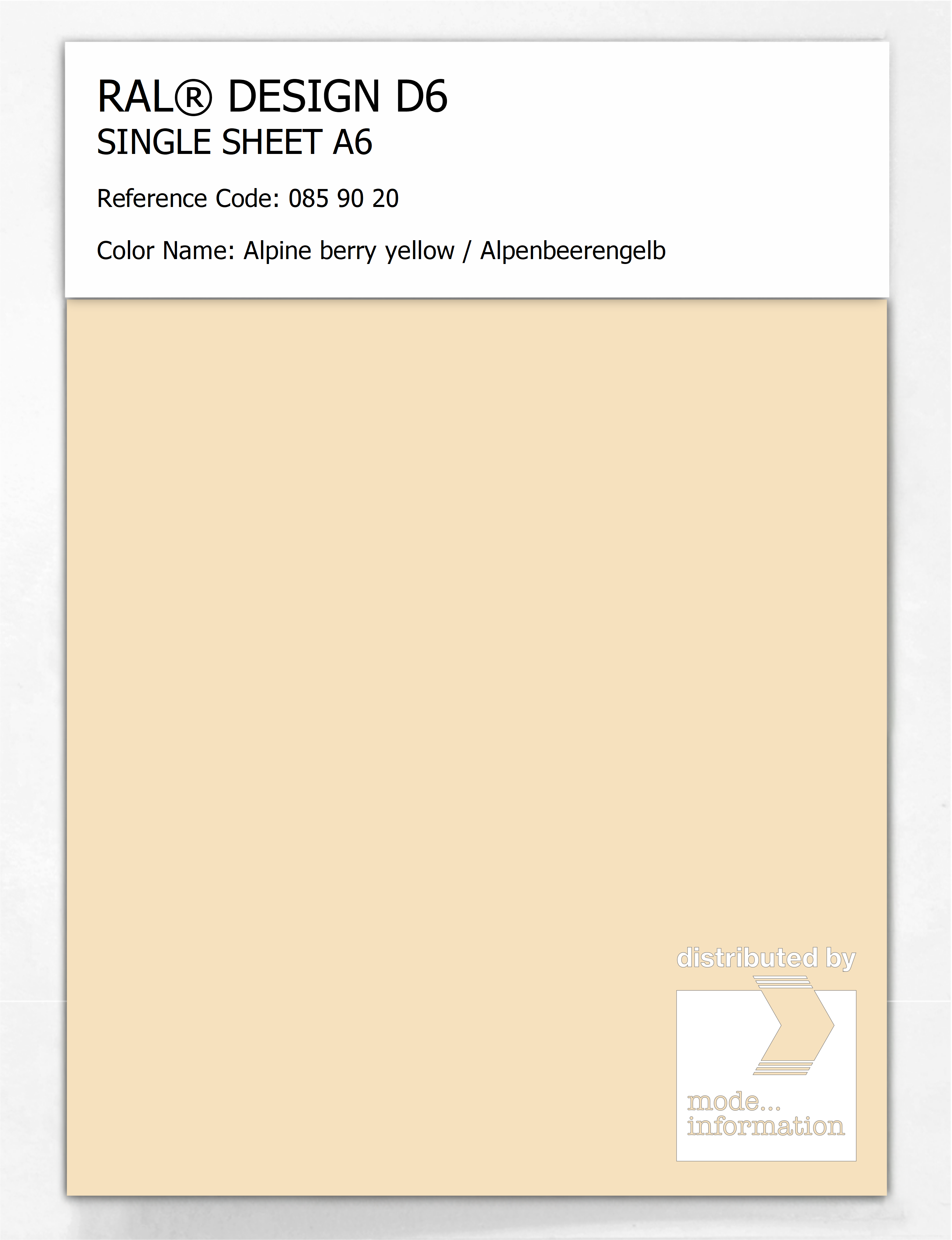 Artikelbild 1 des Artikels “RAL® DESIGN D6 SINGLE SHEET A6 085 90 20 Alpine berry yellow / Alpenbeerengelb “