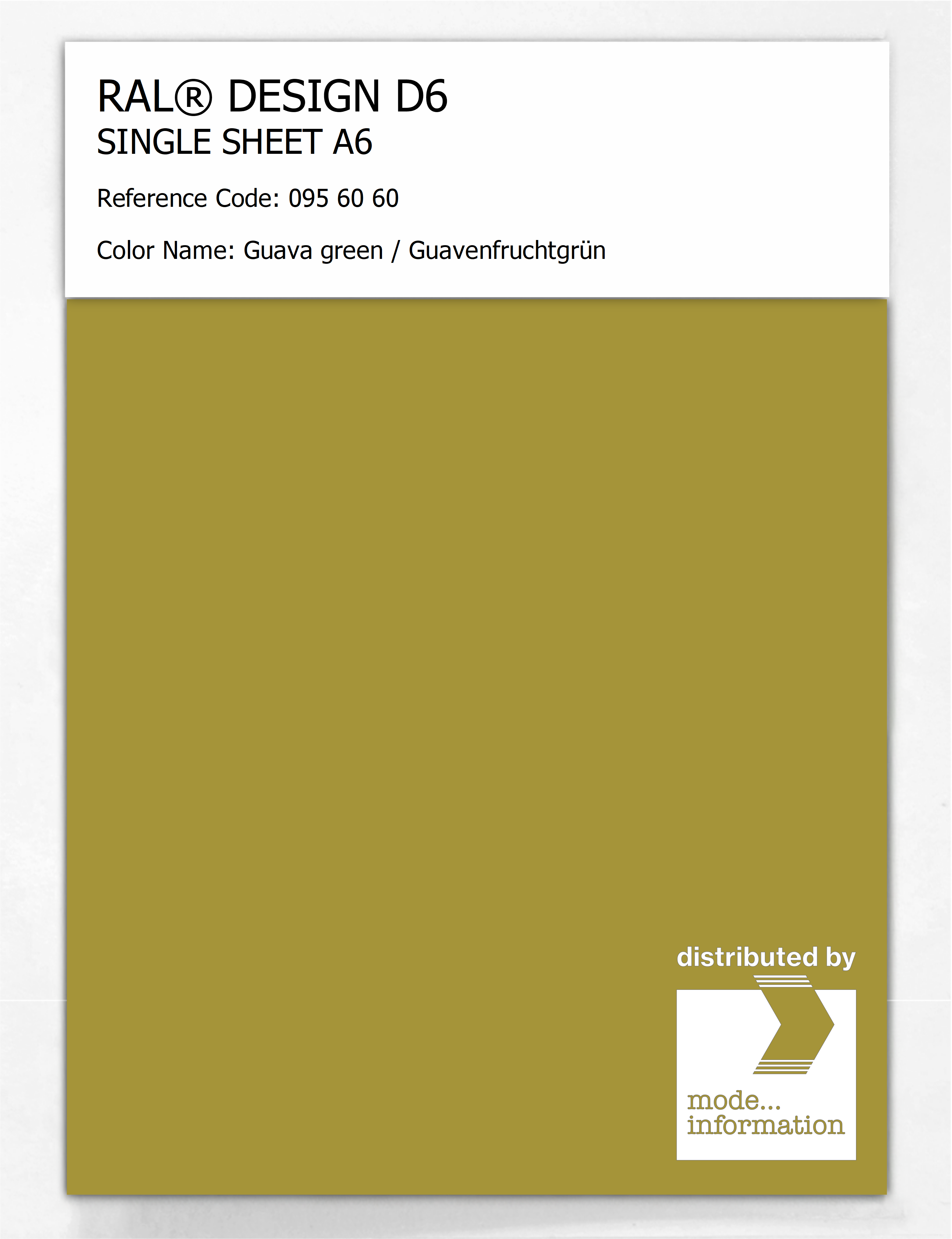 Artikelbild 1 des Artikels “RAL® DESIGN D6 SINGLE SHEET A6 095 60 60 Guava green / Guavenfruchtgrün “
