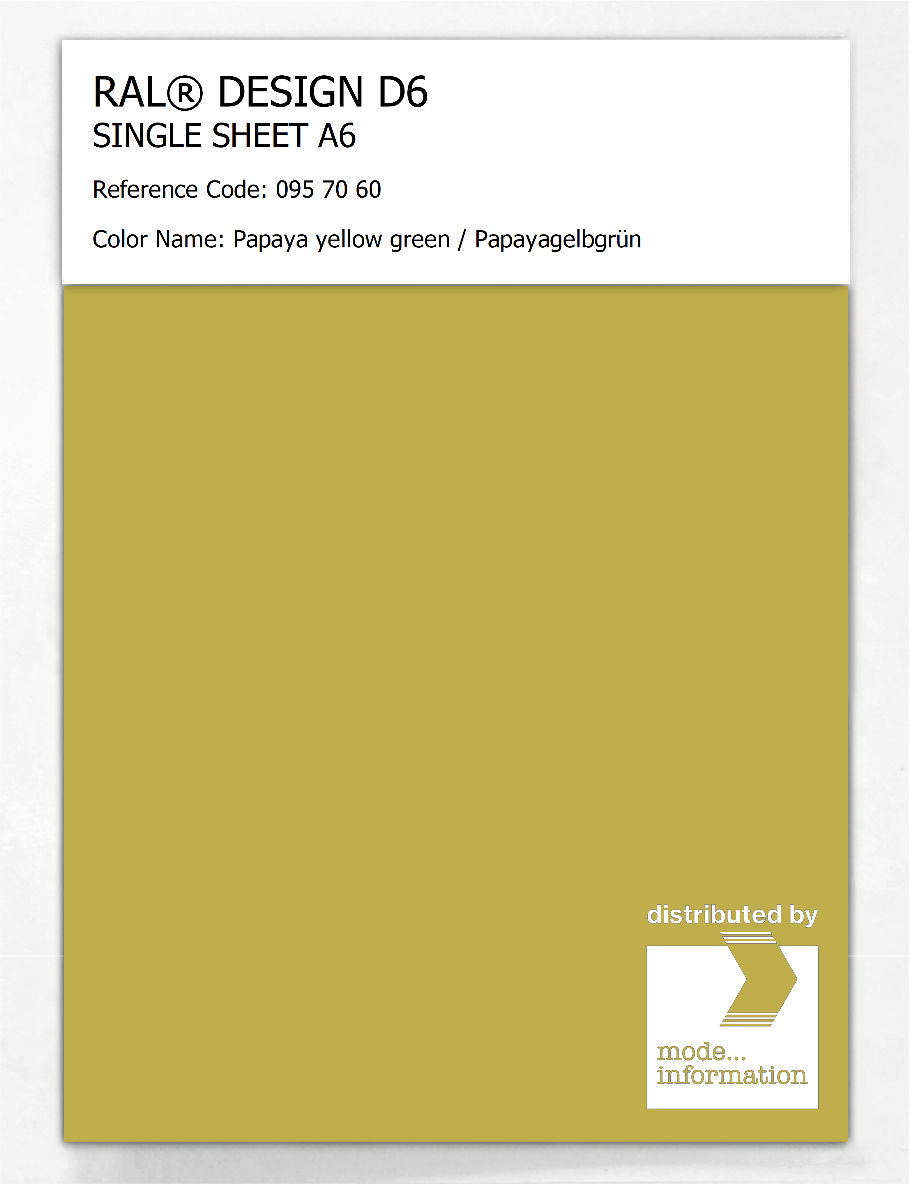 Artikelbild 1 des Artikels “RAL® DESIGN D6 SINGLE SHEET A6 095 70 60 Papaya yellow green / Papayagelbgrün “
