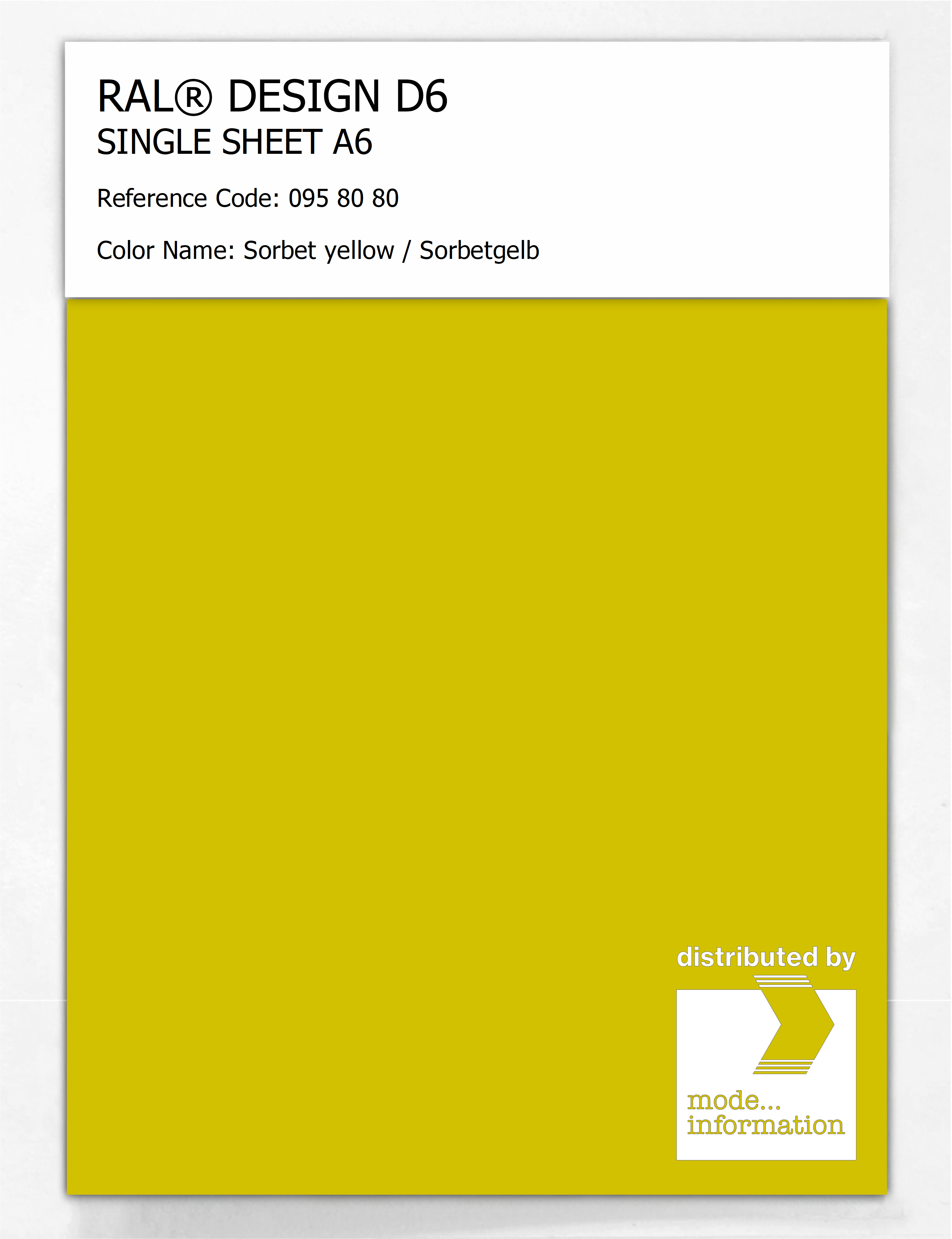 Artikelbild 1 des Artikels “RAL® DESIGN D6 SINGLE SHEET A6 095 80 80 Sorbet yellow / Sorbetgelb “