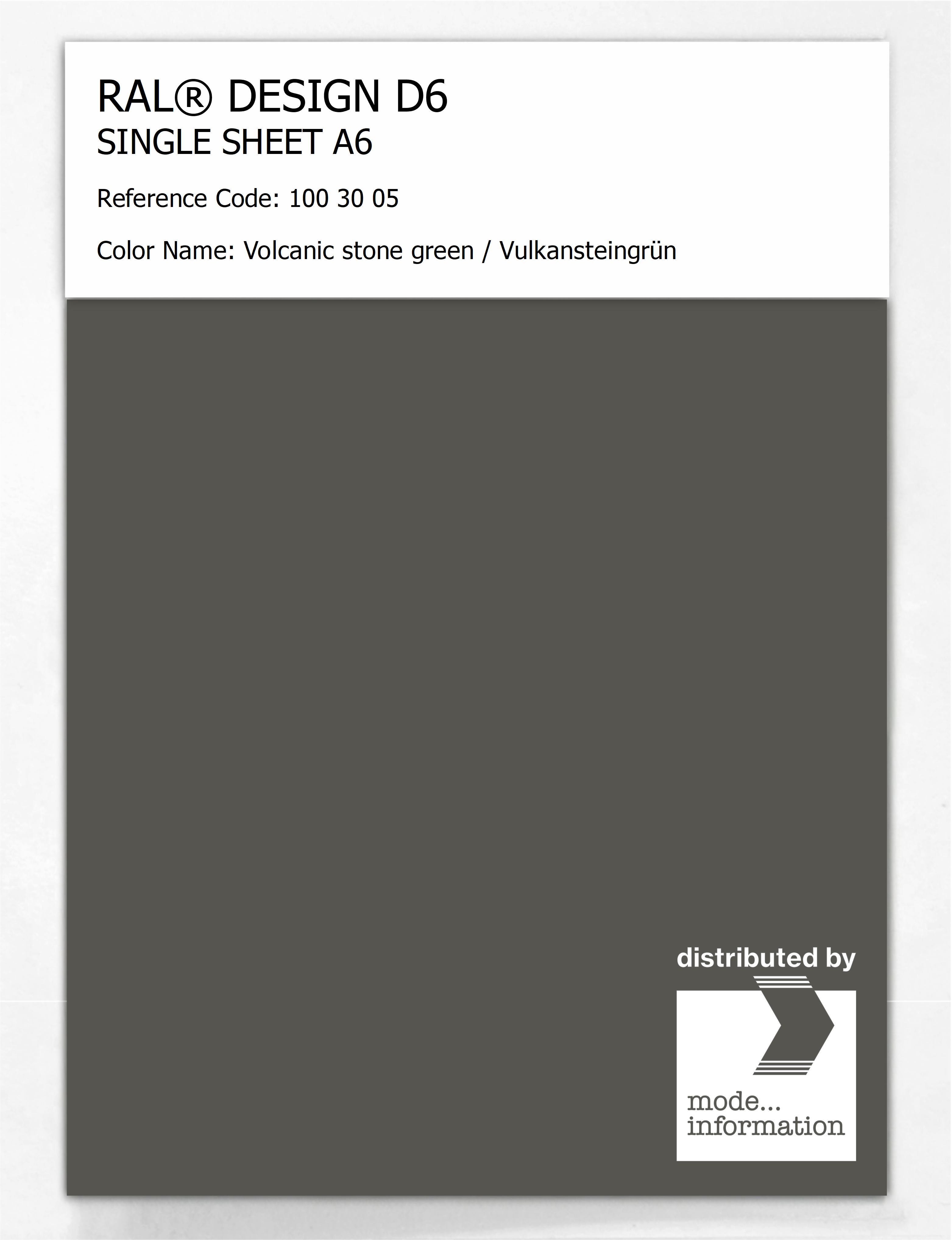 Artikelbild 1 des Artikels “RAL® DESIGN D6 SINGLE SHEET A6 100 30 05 Volcanic stone green / Vulkansteingrün “