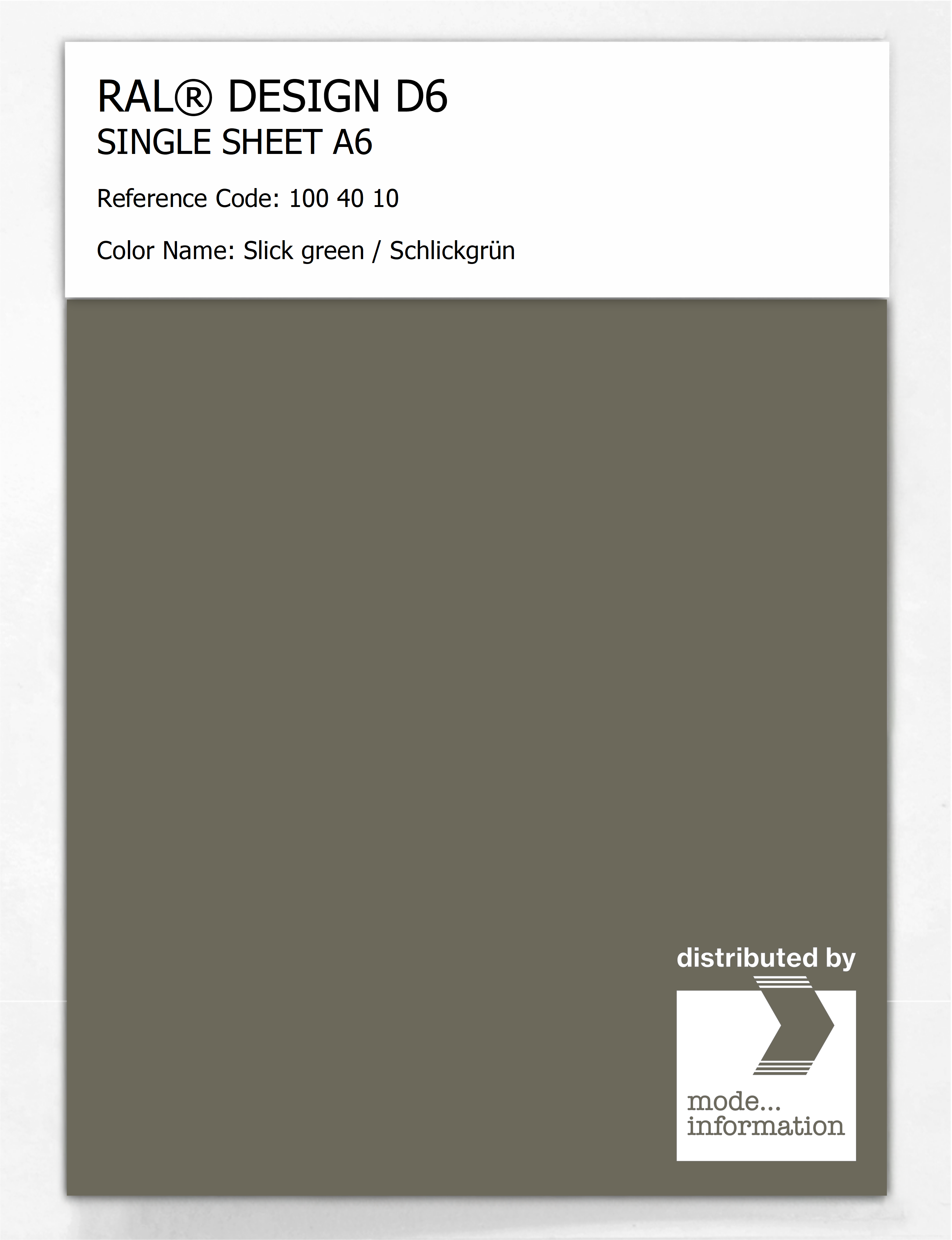 Artikelbild 1 des Artikels “RAL® DESIGN D6 SINGLE SHEET A6 100 40 10 Slick green / Schlickgrün “