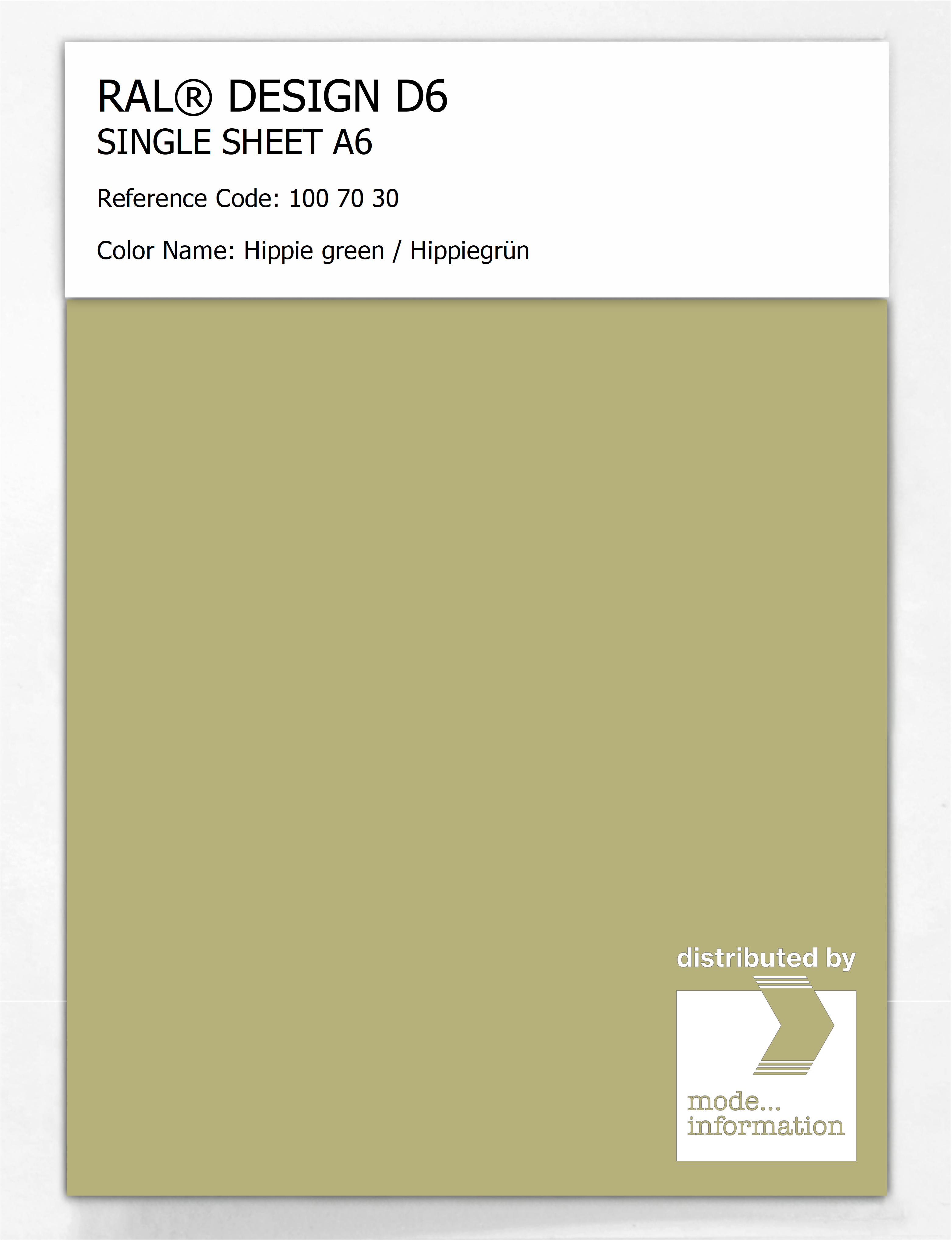 Product image 1 of the product “RAL® DESIGN D6 SINGLE SHEET A6 100 70 30 Hippie green / Hippiegrün ”
