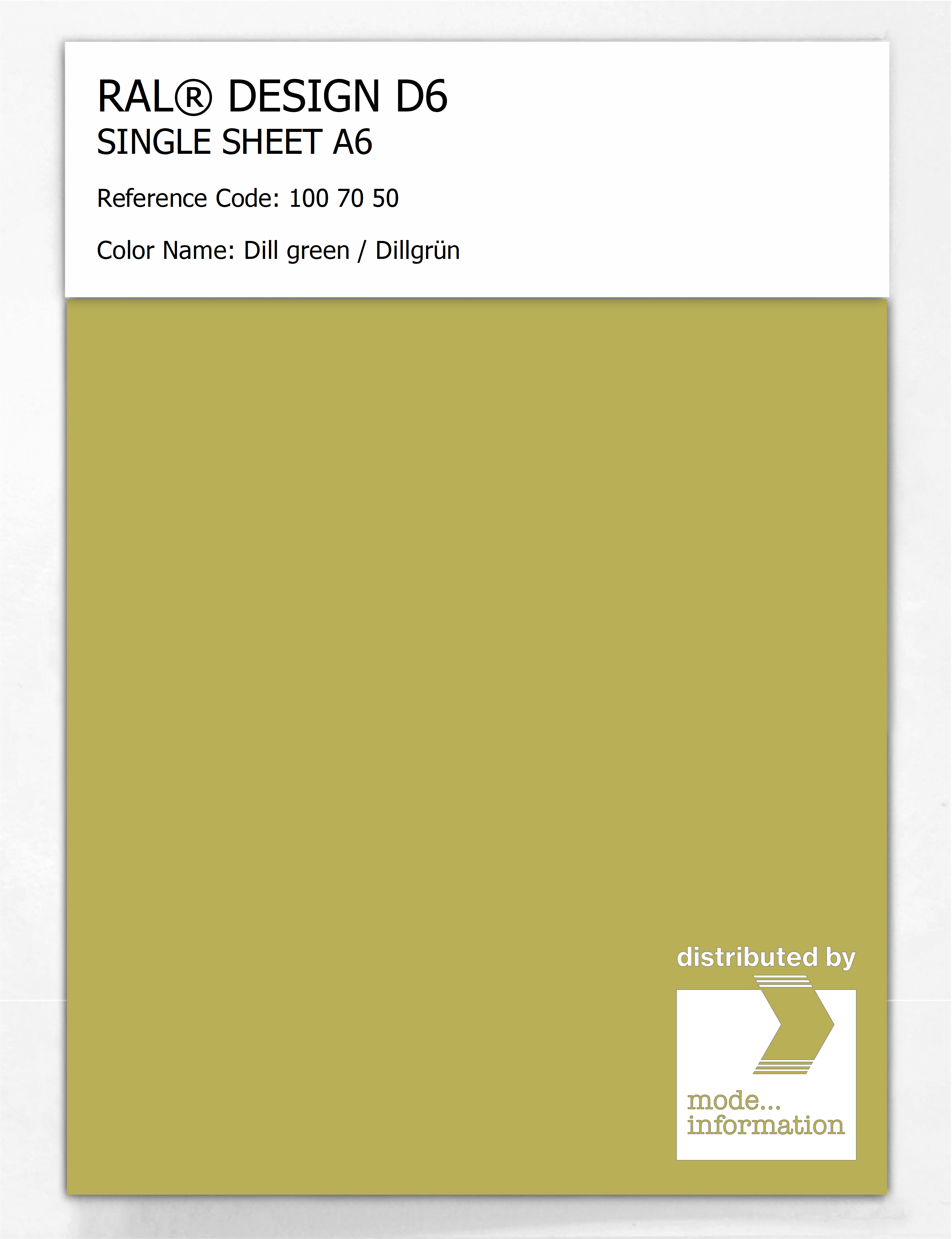 Product image 1 of the product “RAL® DESIGN D6 SINGLE SHEET A6 100 70 50 Dill green / Dillgrün ”