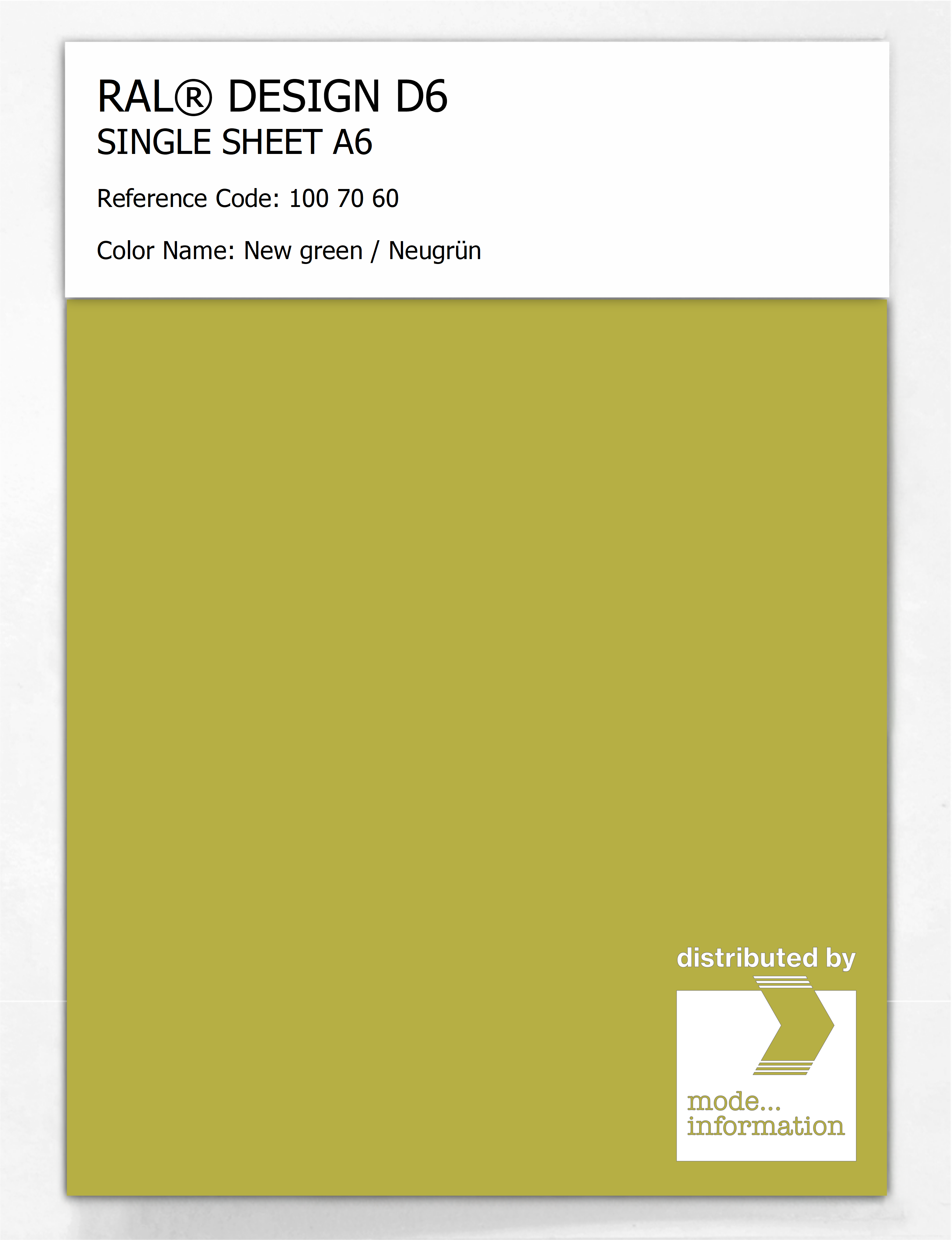 Artikelbild 1 des Artikels “RAL® DESIGN D6 SINGLE SHEET A6 100 70 60 New green / Neugrün “