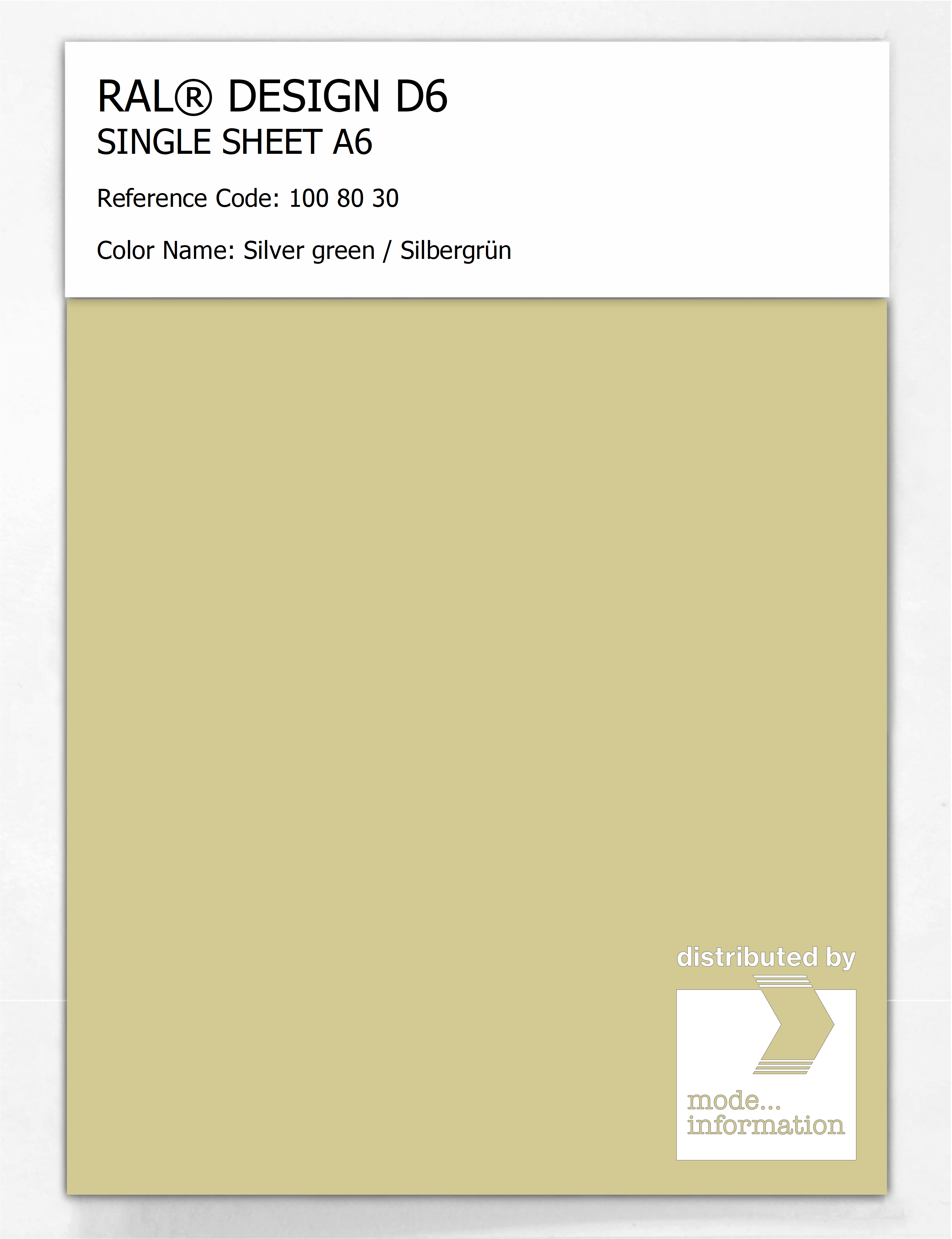 Product image 1 of the product “RAL® DESIGN D6 SINGLE SHEET A6 100 80 30 Silver green / Silbergrün ”