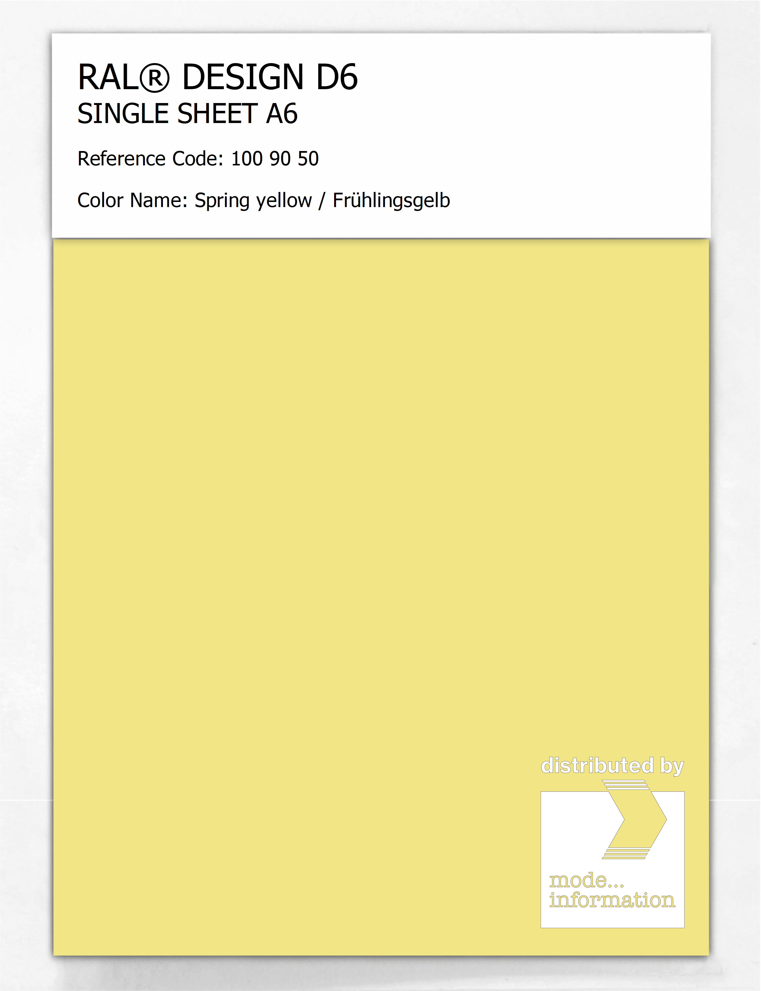 Product image 1 of the product “RAL® DESIGN D6 SINGLE SHEET A6 100 90 50 Spring yellow / Frühlingsgelb ”