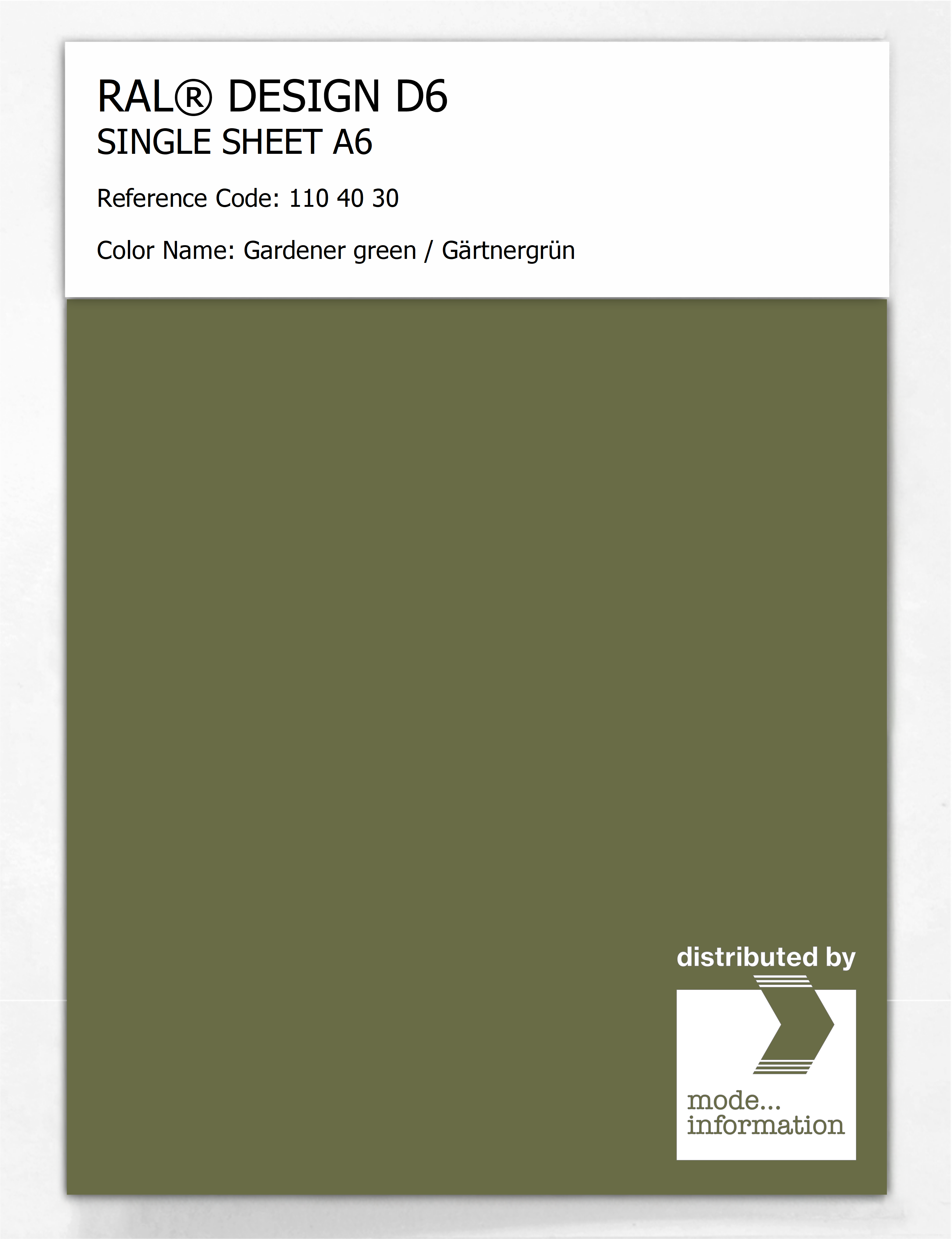 Artikelbild 1 des Artikels “RAL® DESIGN D6 SINGLE SHEET A6 110 40 30 Gardener green / Gärtnergrün “