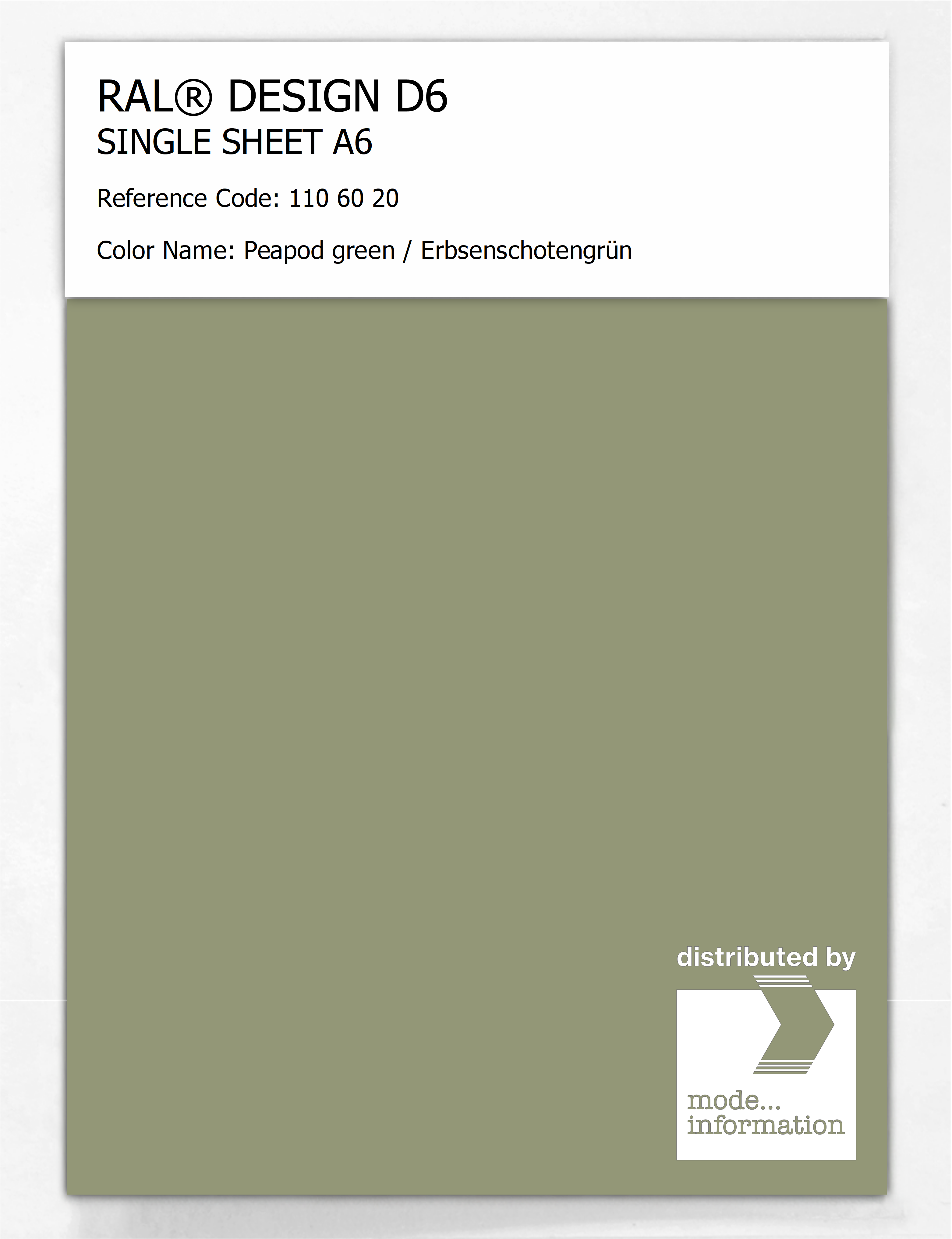 Artikelbild 1 des Artikels “RAL® DESIGN D6 SINGLE SHEET A6 110 60 20 Peapod green / Erbsenschotengrün “