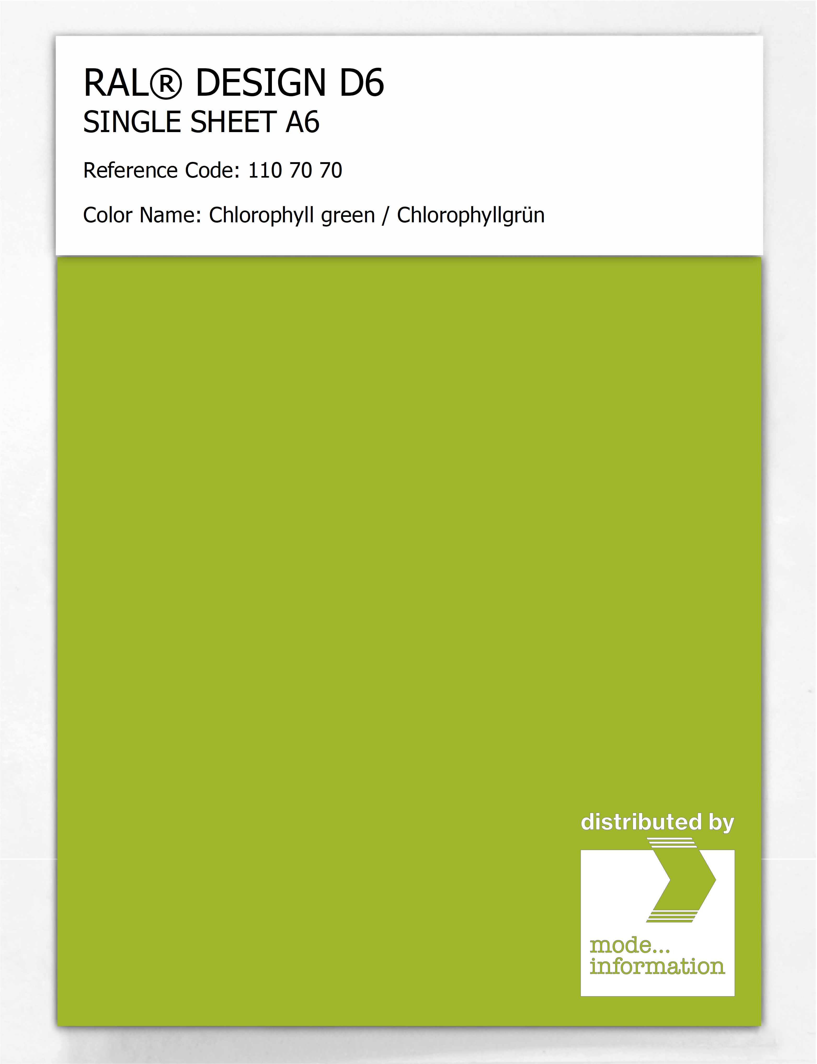 Artikelbild 1 des Artikels “RAL® DESIGN D6 SINGLE SHEET A6 110 70 70 Chlorophyll green / Chlorophyllgrün “