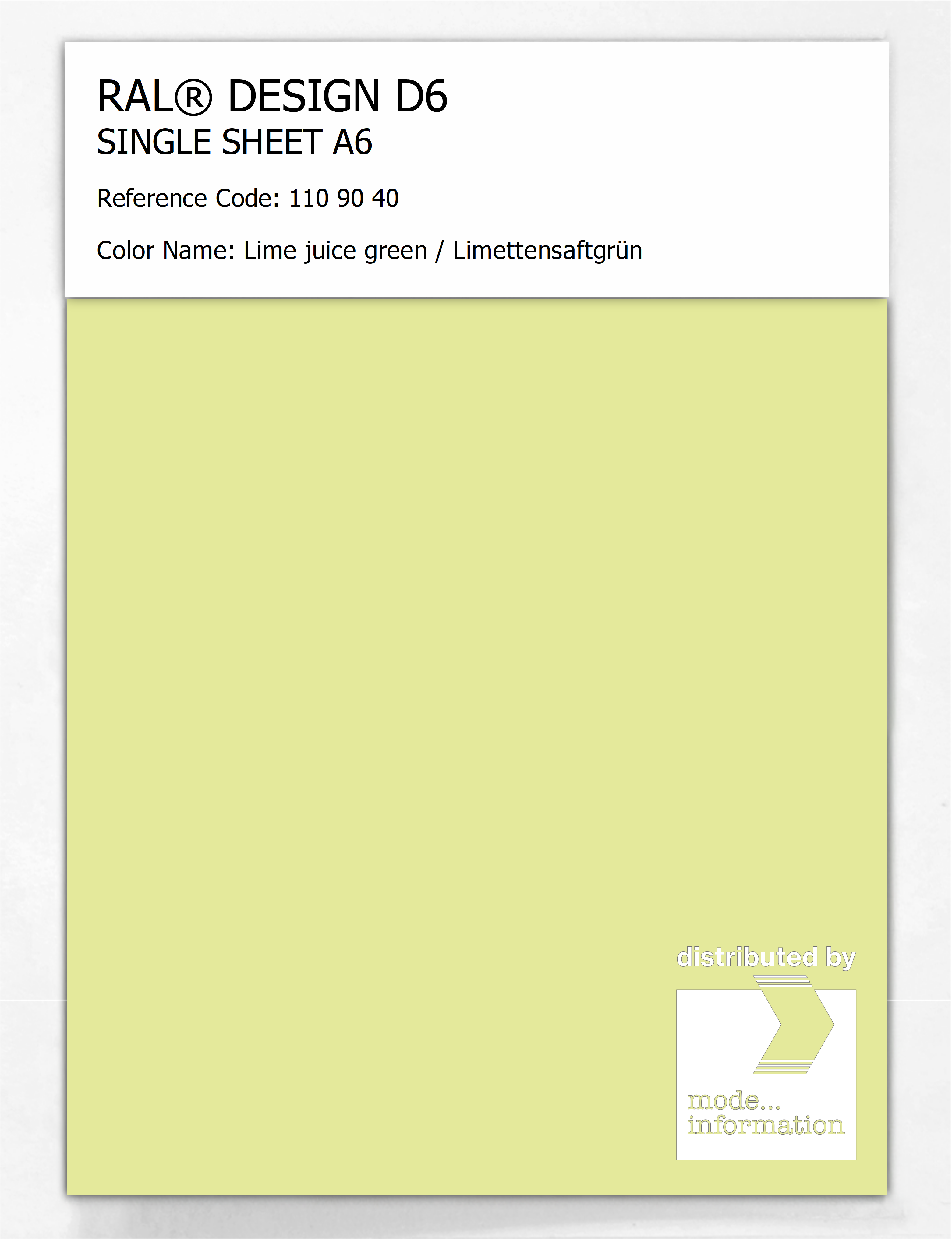 Artikelbild 1 des Artikels “RAL® DESIGN D6 SINGLE SHEET A6 110 90 40 Lime juice green / Limettensaftgrün “