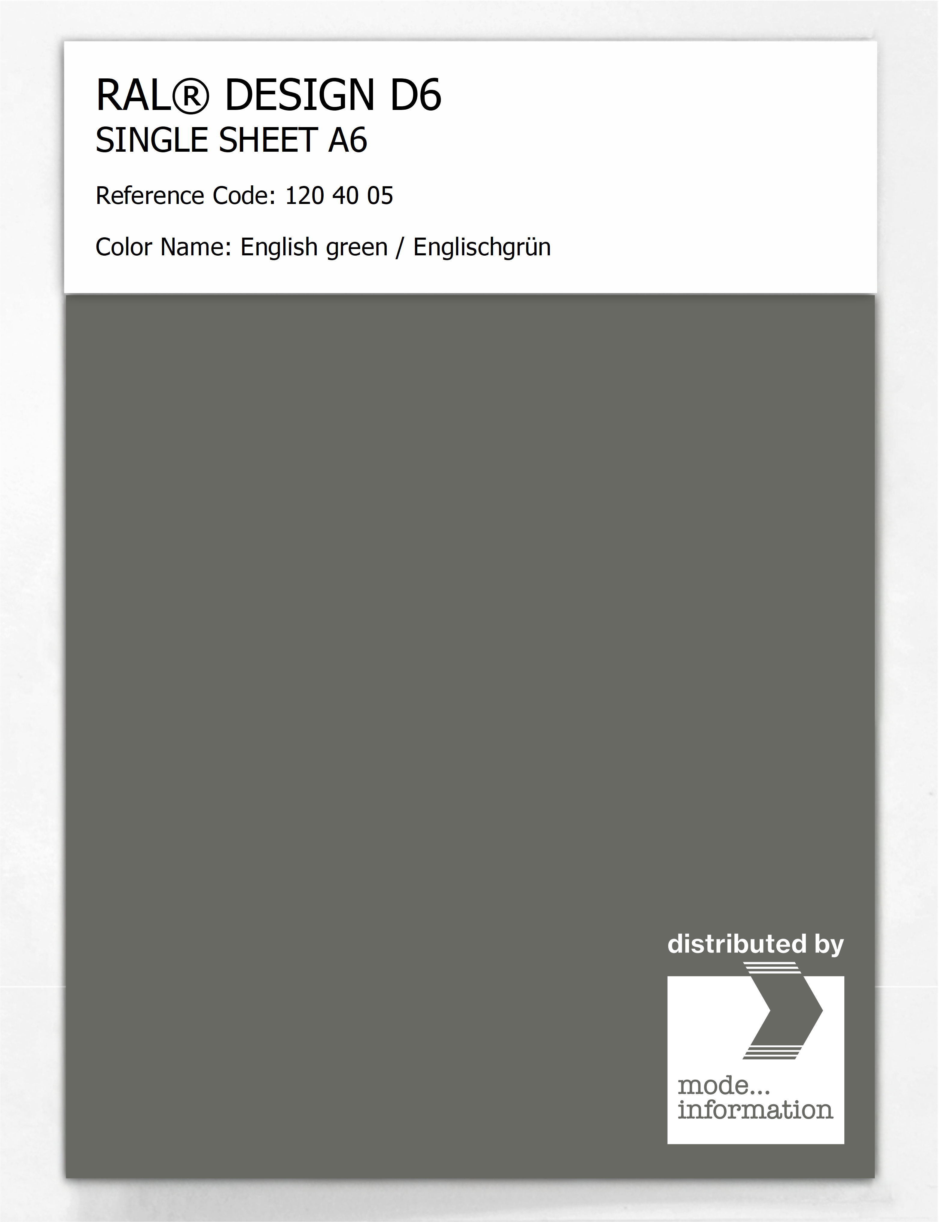 Artikelbild 1 des Artikels “RAL® DESIGN D6 SINGLE SHEET A6 120 40 05 English green / Englischgrün “