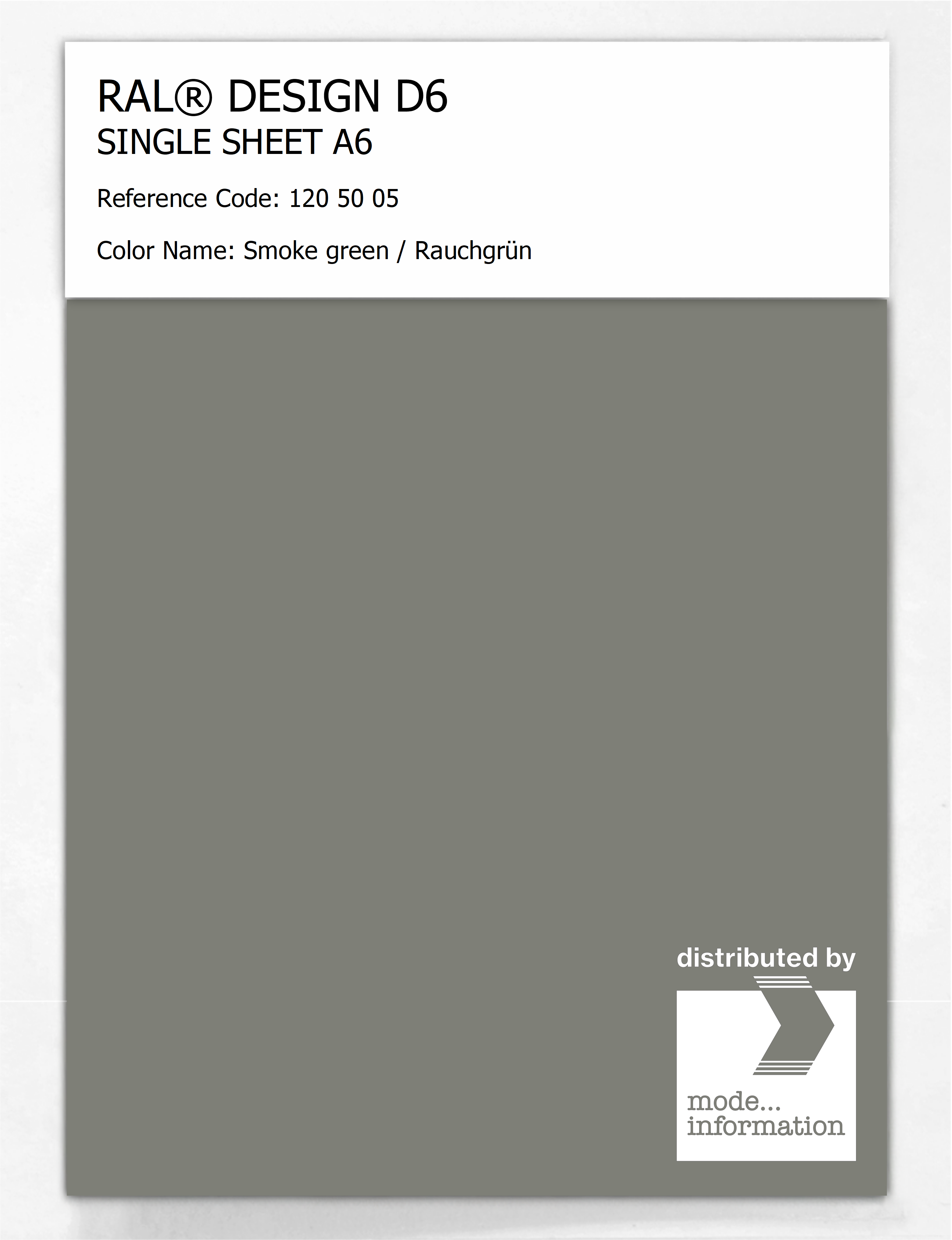 Artikelbild 1 des Artikels “RAL® DESIGN D6 SINGLE SHEET A6 120 50 05 Smoke green / Rauchgrün “