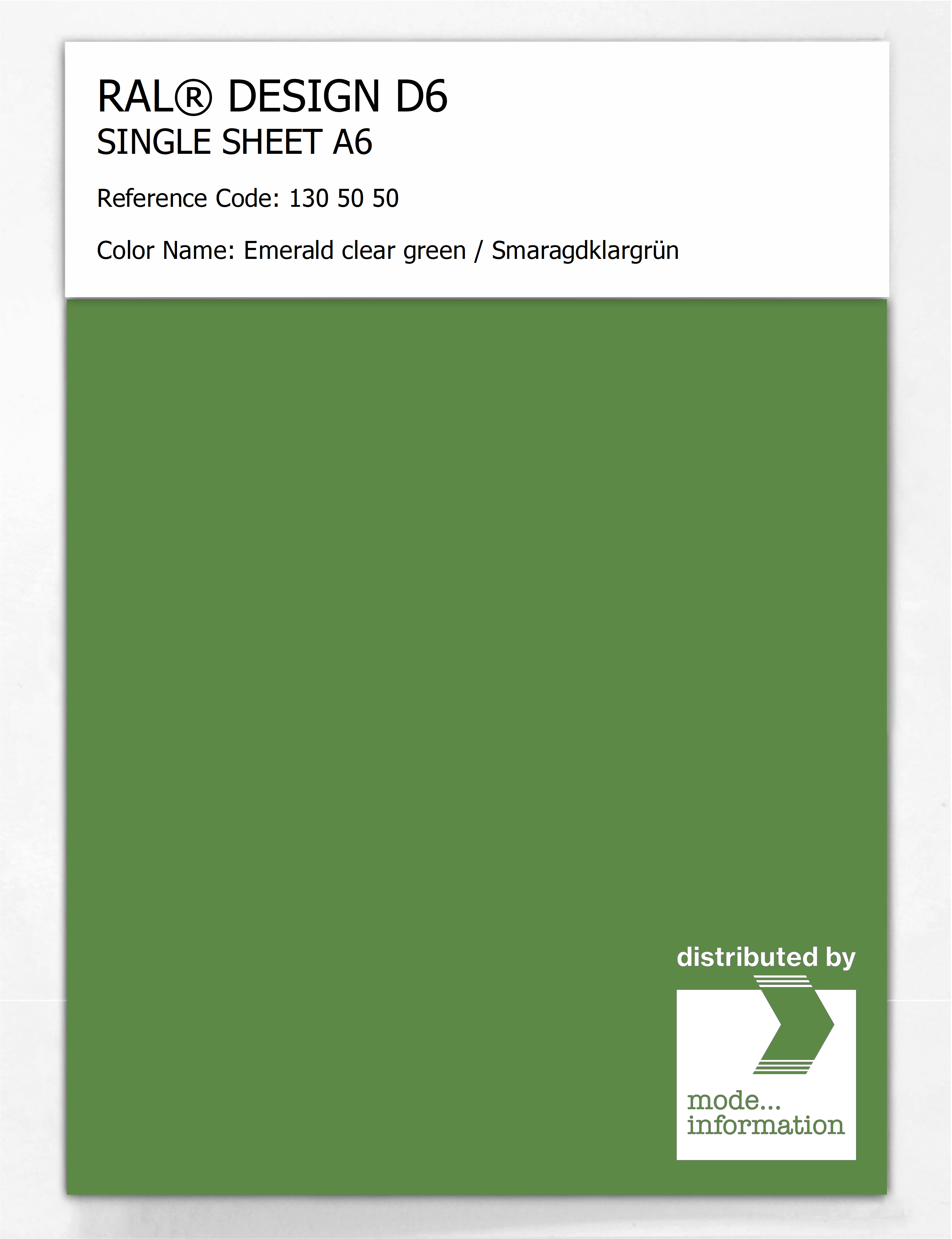 Artikelbild 1 des Artikels “RAL® DESIGN D6 SINGLE SHEET A6 130 50 50 Emerald clear green / Smaragdklargrün “