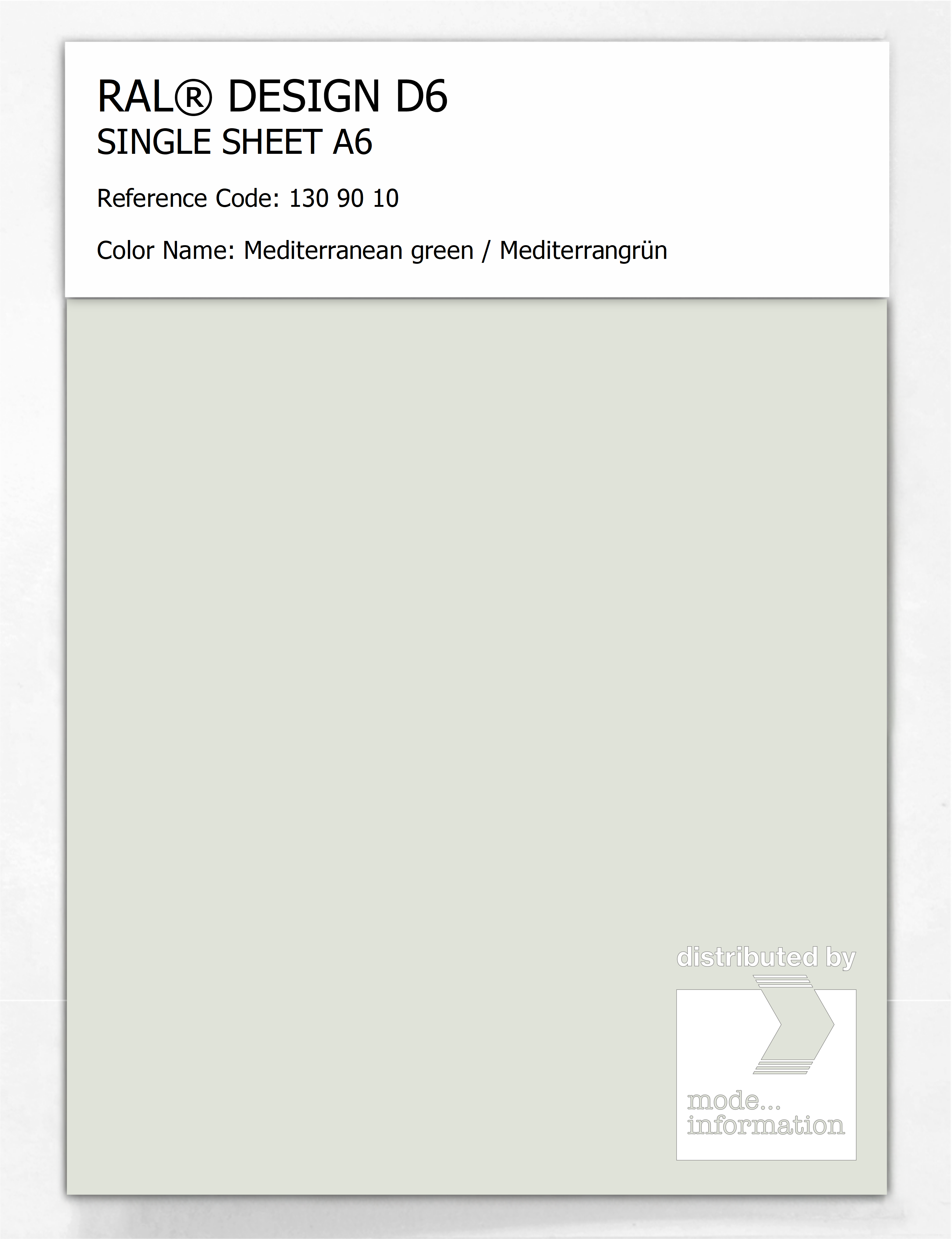 Artikelbild 1 des Artikels “RAL® DESIGN D6 SINGLE SHEET A6 130 90 10 Mediterranean green / Mediterrangrün “