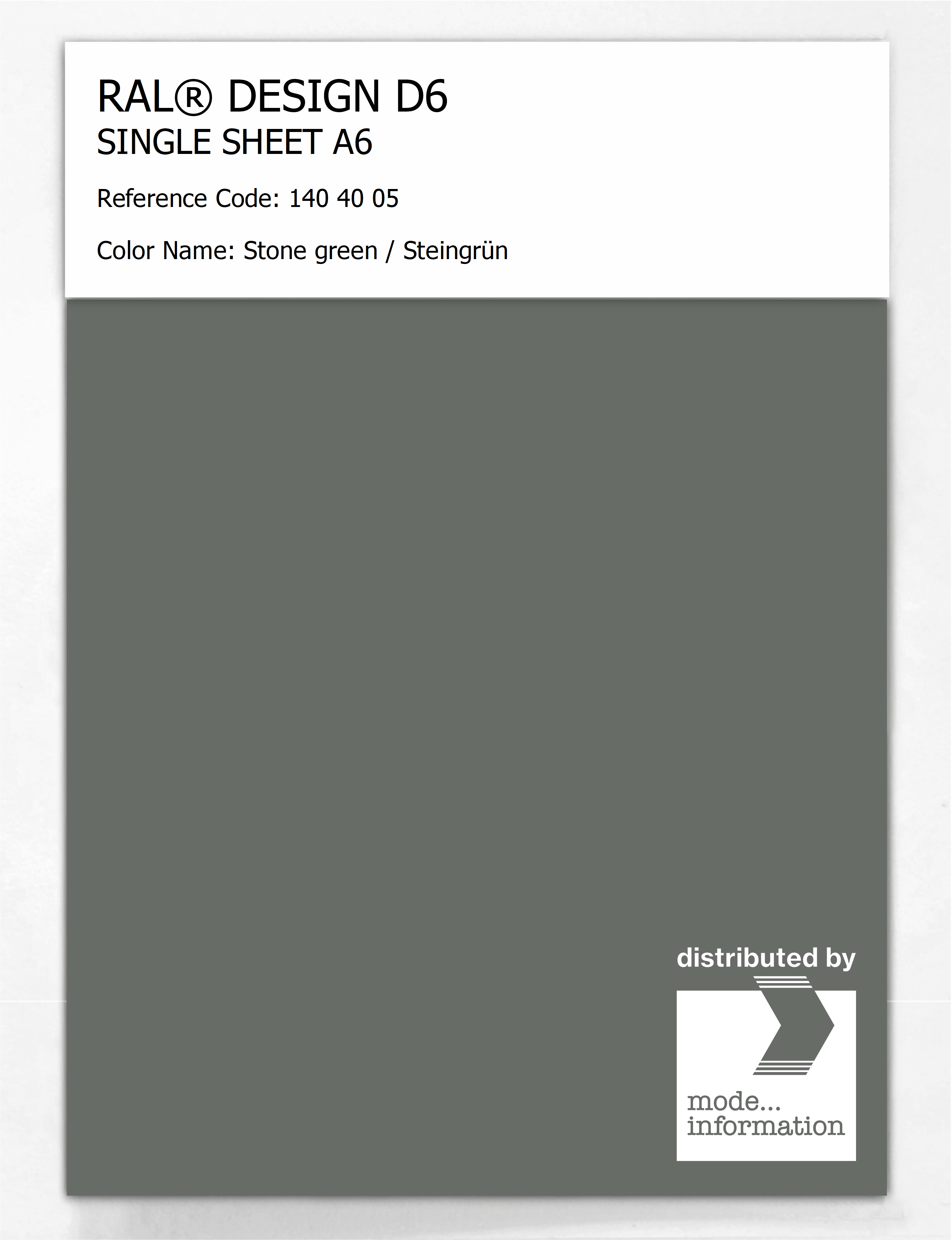 Artikelbild 1 des Artikels “RAL® DESIGN D6 SINGLE SHEET A6 140 40 05 Stone green / Steingrün “