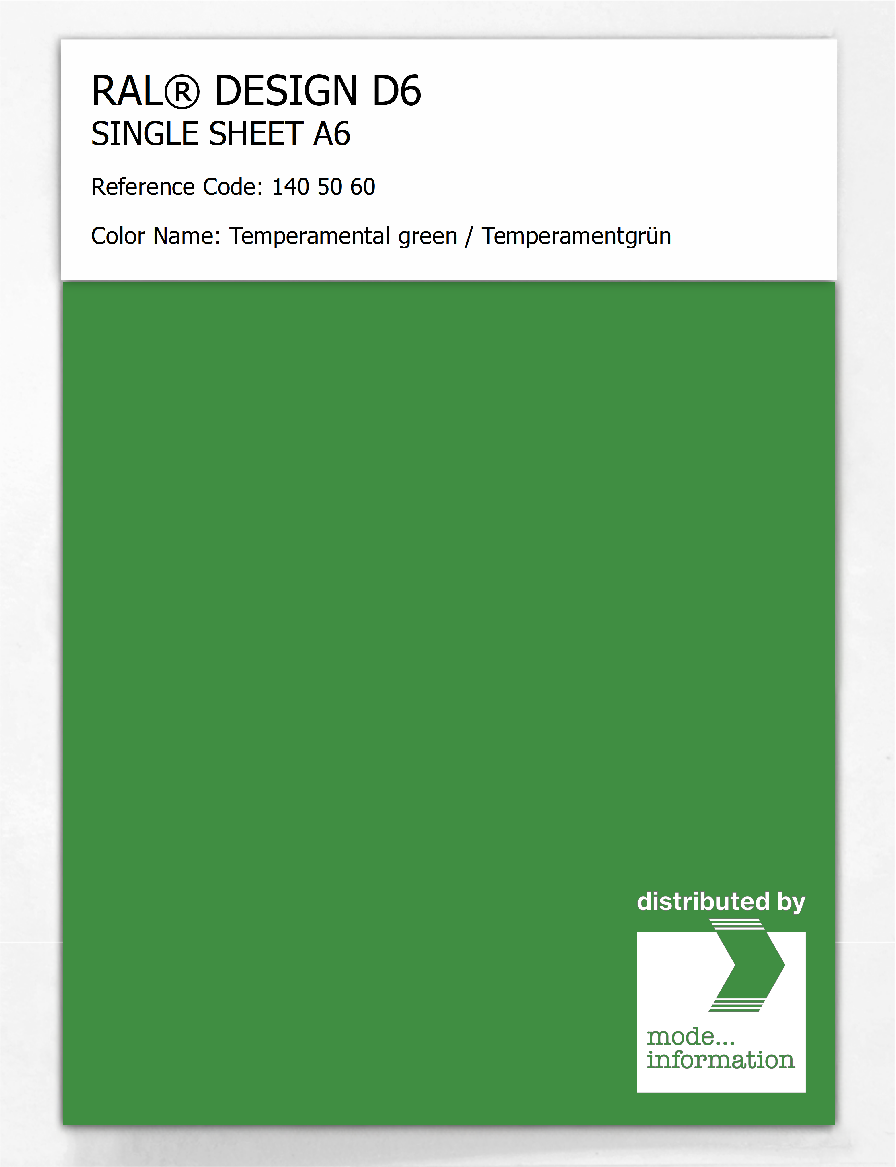 Artikelbild 1 des Artikels “RAL® DESIGN D6 SINGLE SHEET A6 140 50 60 Temperamental green / Temperamentgrün “