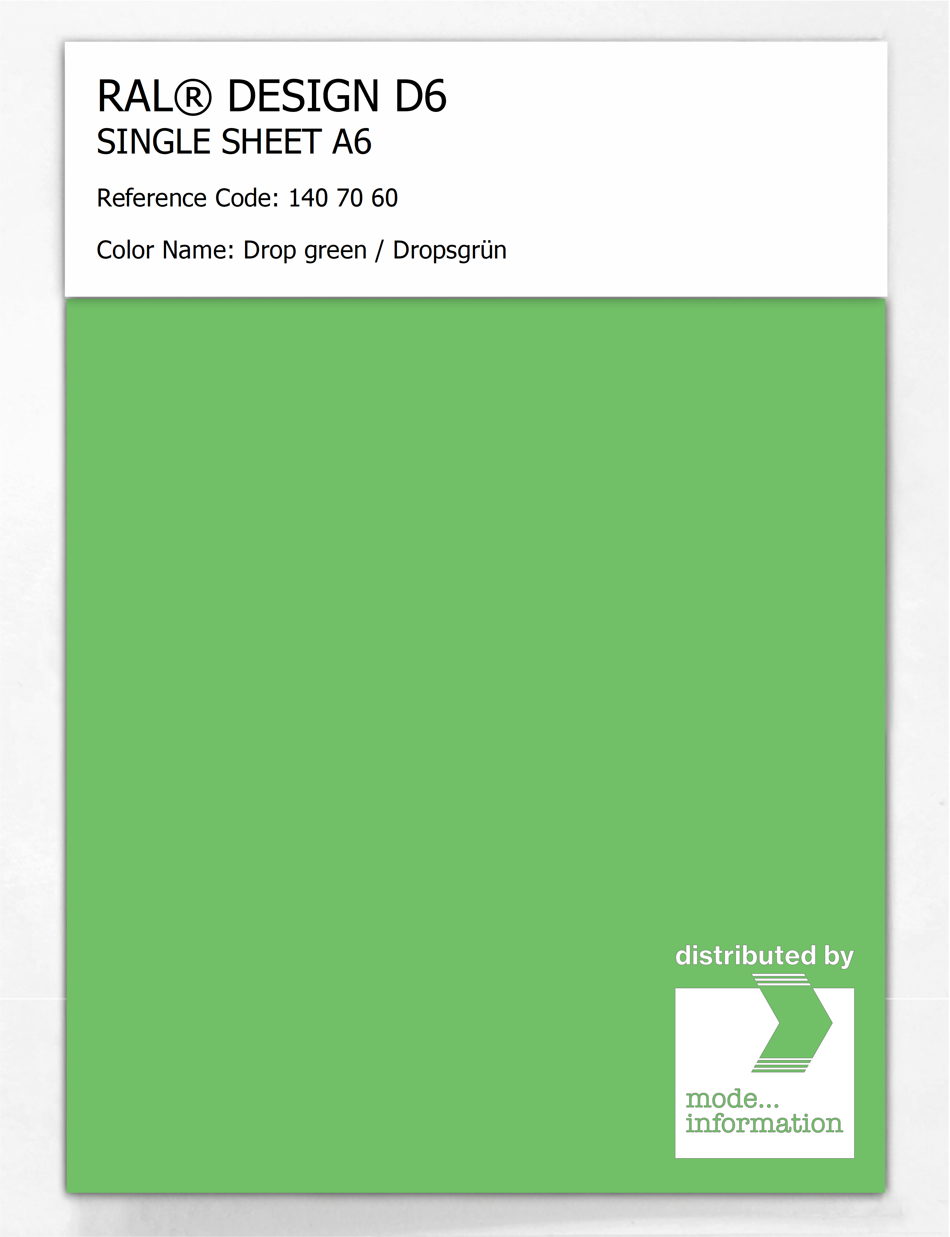 Artikelbild 1 des Artikels “RAL® DESIGN D6 SINGLE SHEET A6 140 70 60 Drop green / Dropsgrün “
