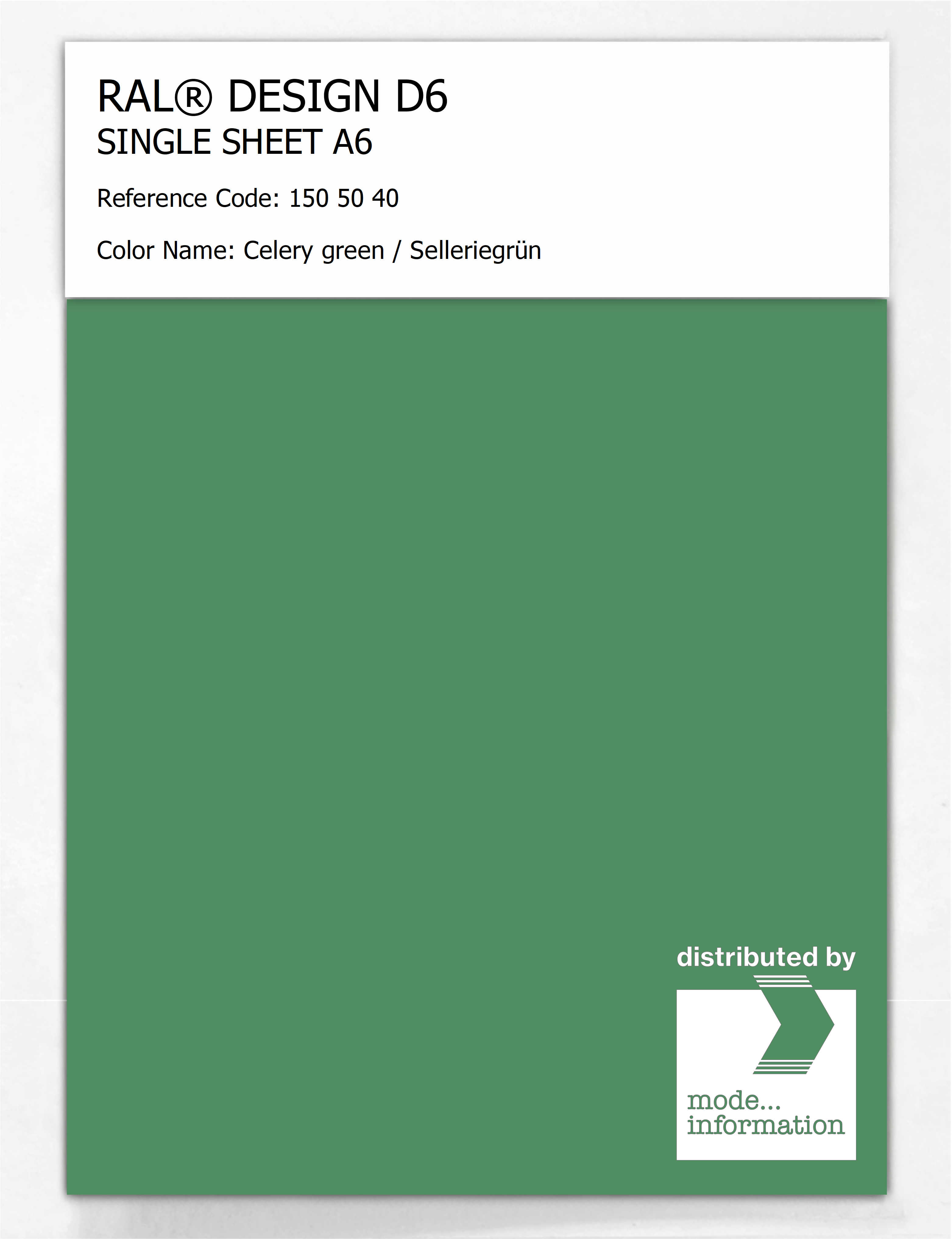 Artikelbild 1 des Artikels “RAL® DESIGN D6 SINGLE SHEET A6 150 50 40 Celery green / Selleriegrün “