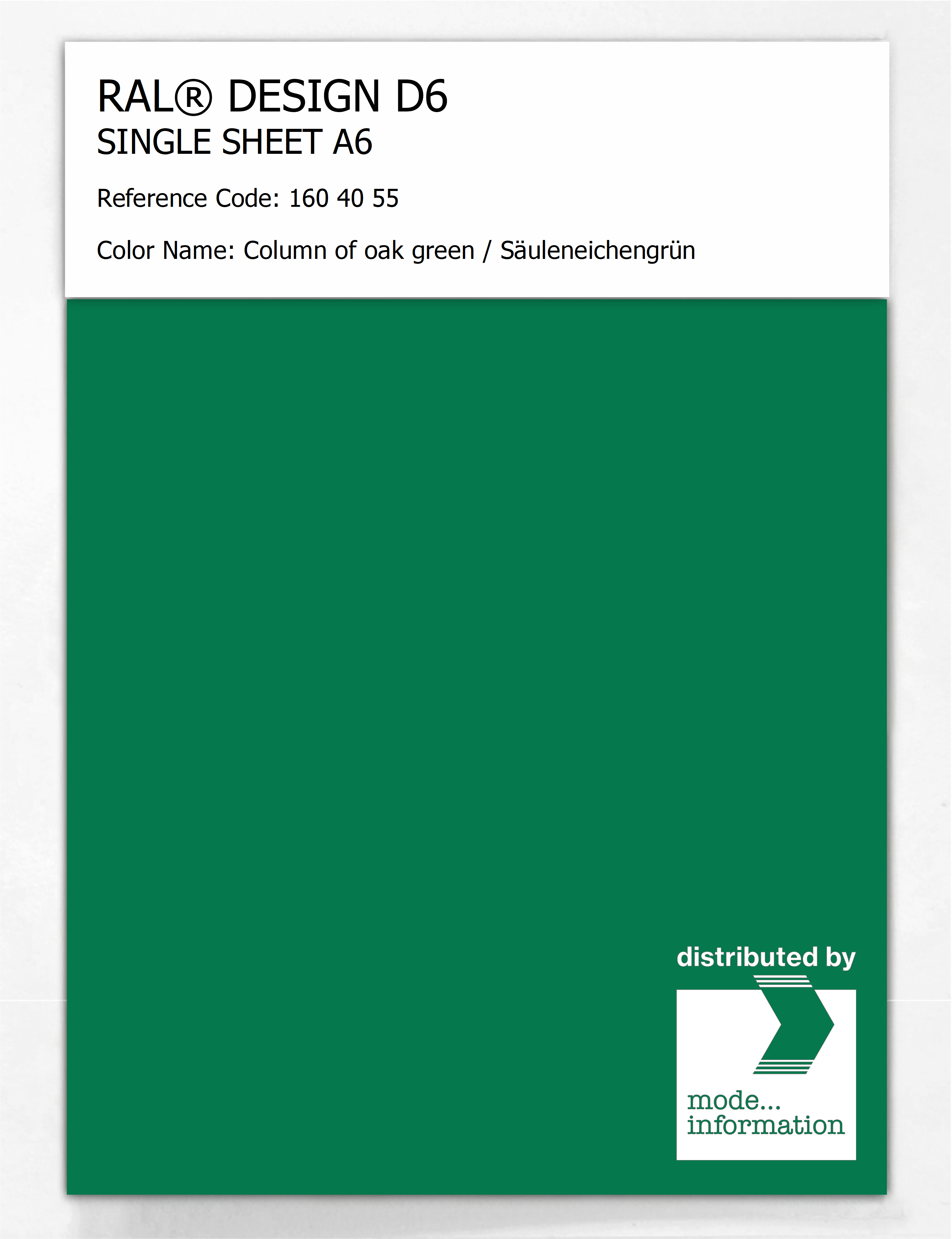 Artikelbild 1 des Artikels “RAL® DESIGN D6 SINGLE SHEET A6 160 40 55 Column of oak green / Säuleneichengrün “