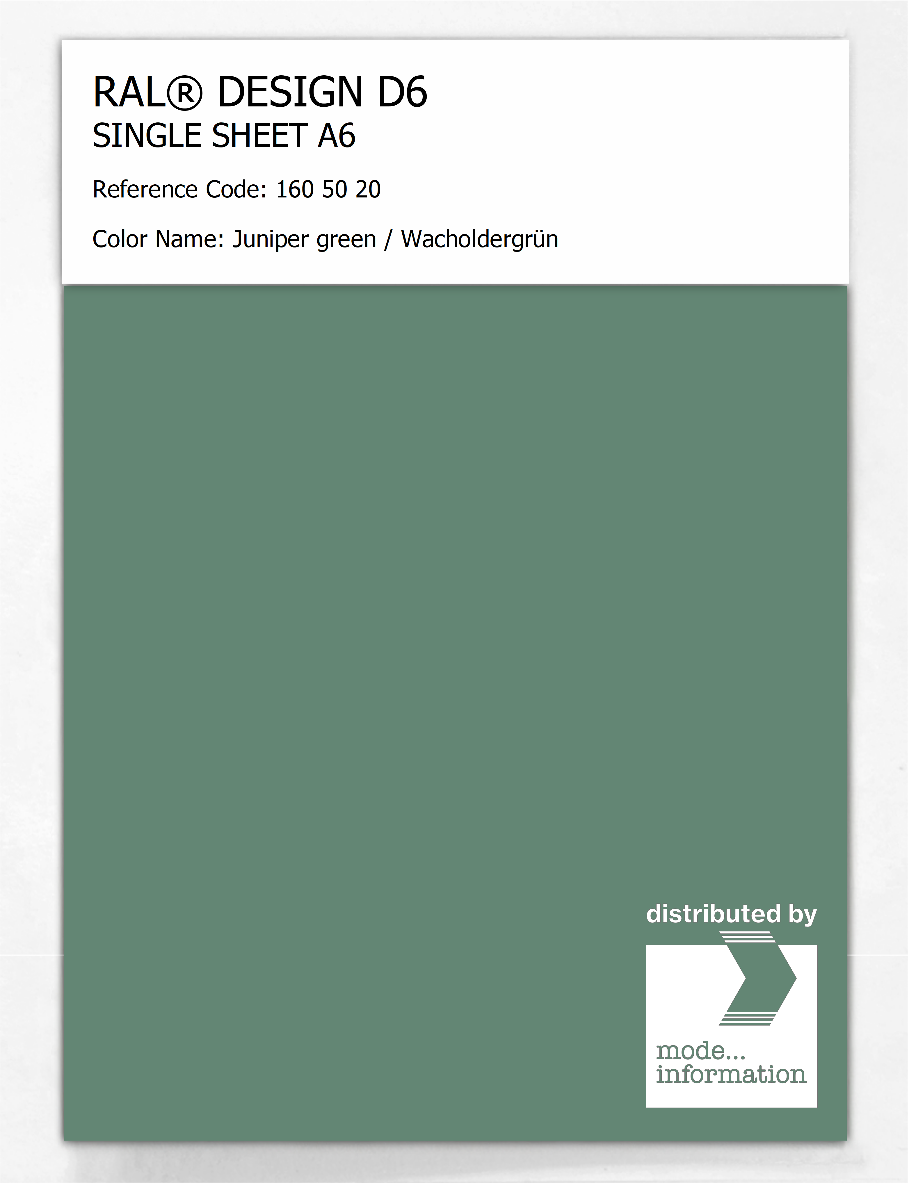 Artikelbild 1 des Artikels “RAL® DESIGN D6 SINGLE SHEET A6 160 50 20 Juniper green / Wacholdergrün “