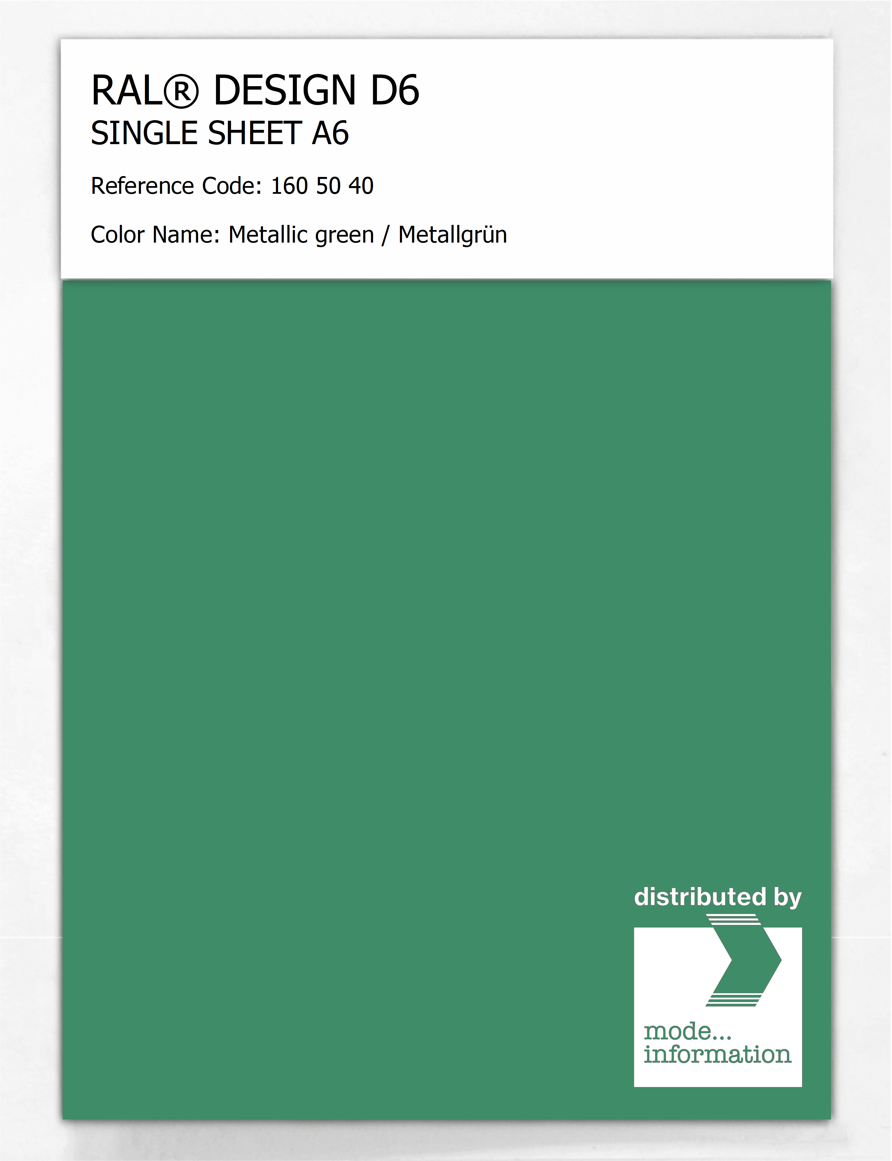 Artikelbild 1 des Artikels “RAL® DESIGN D6 SINGLE SHEET A6 160 50 40 Metallic green / Metallgrün “