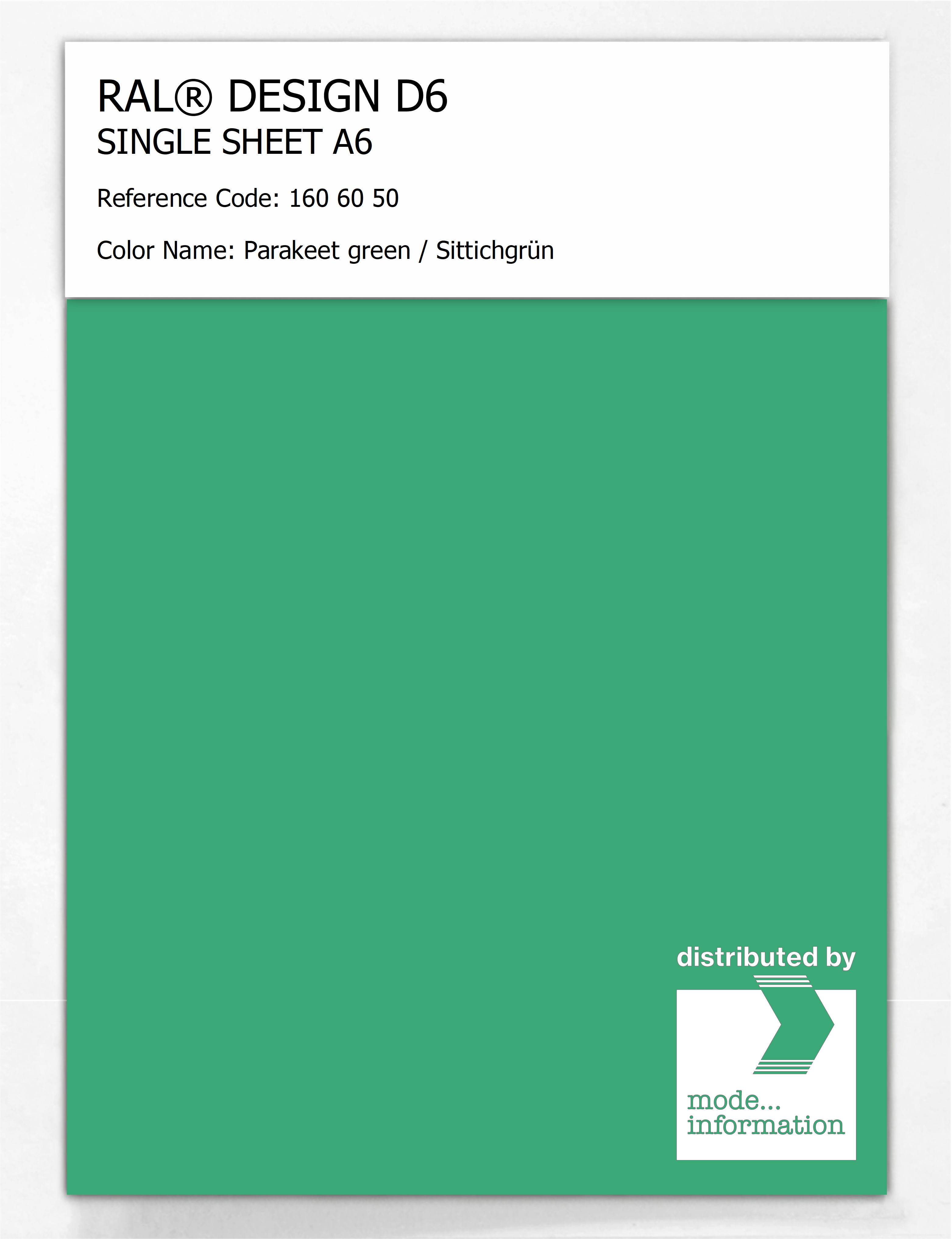 Artikelbild 1 des Artikels “RAL® DESIGN D6 SINGLE SHEET A6 160 60 50 Parakeet green / Sittichgrün “