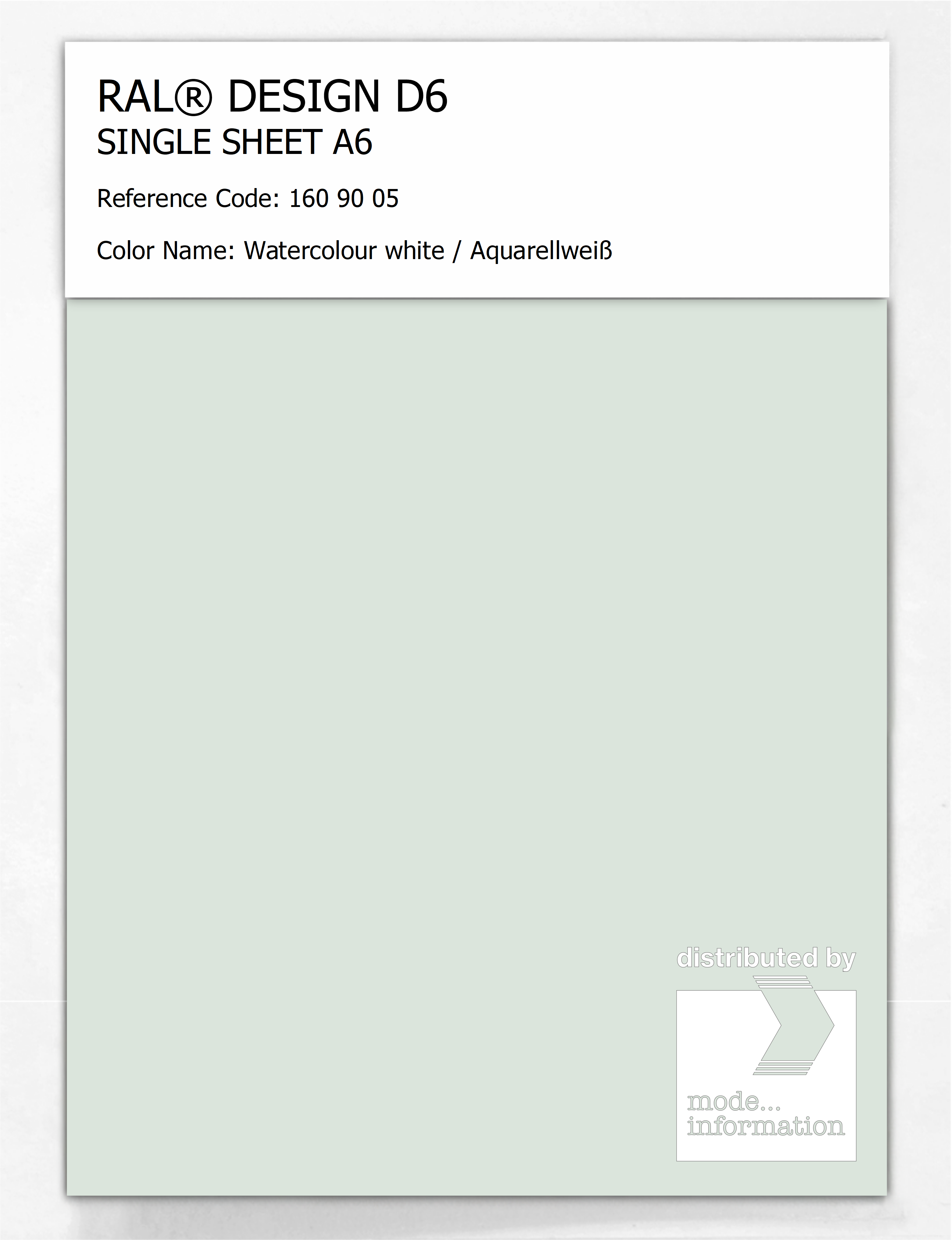 Product image 1 of the product “RAL® DESIGN D6 SINGLE SHEET A6 160 90 05 Watercolour white / Aquarellweiß ”