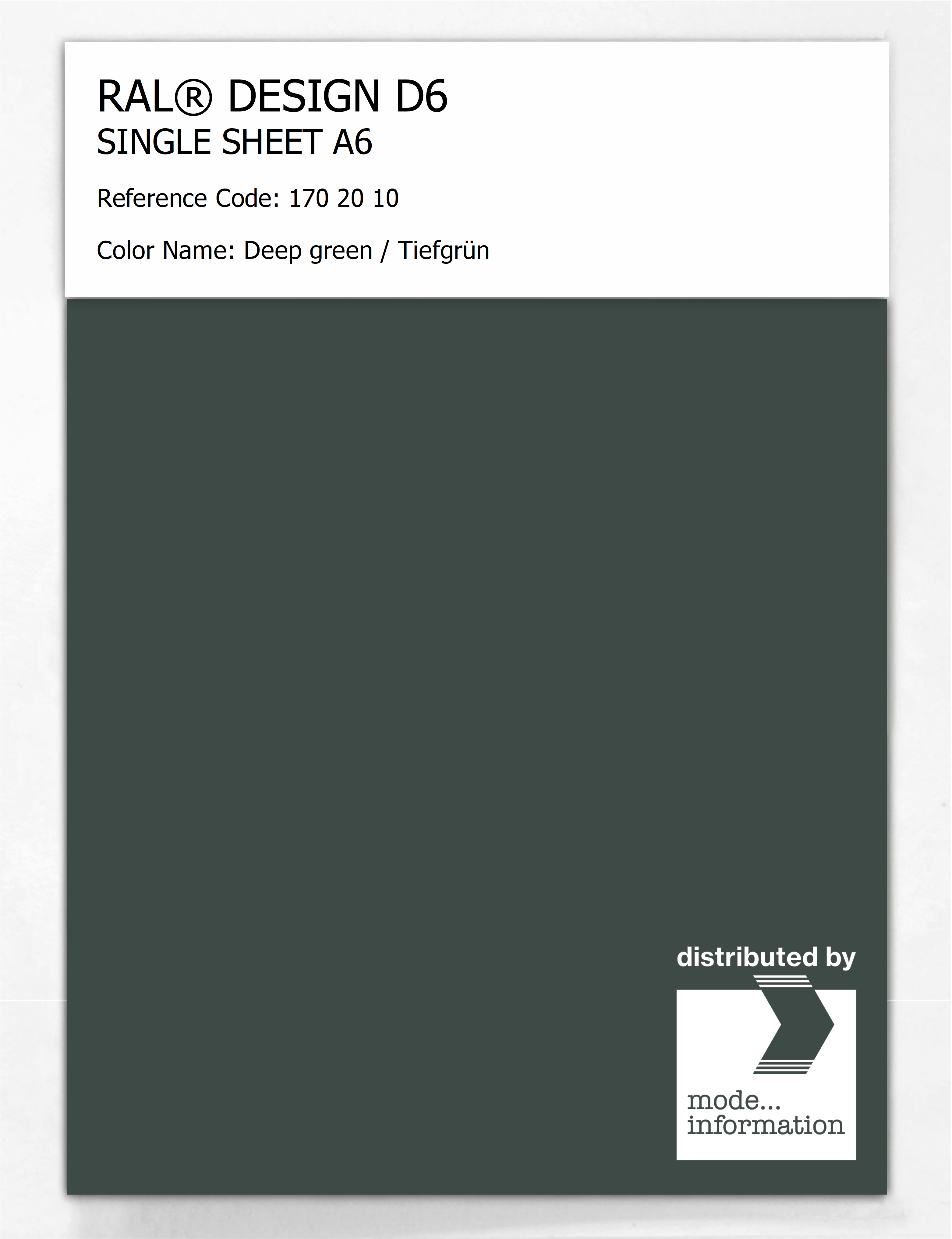 Artikelbild 1 des Artikels “RAL® DESIGN D6 SINGLE SHEET A6 170 20 10 Deep green / Tiefgrün “