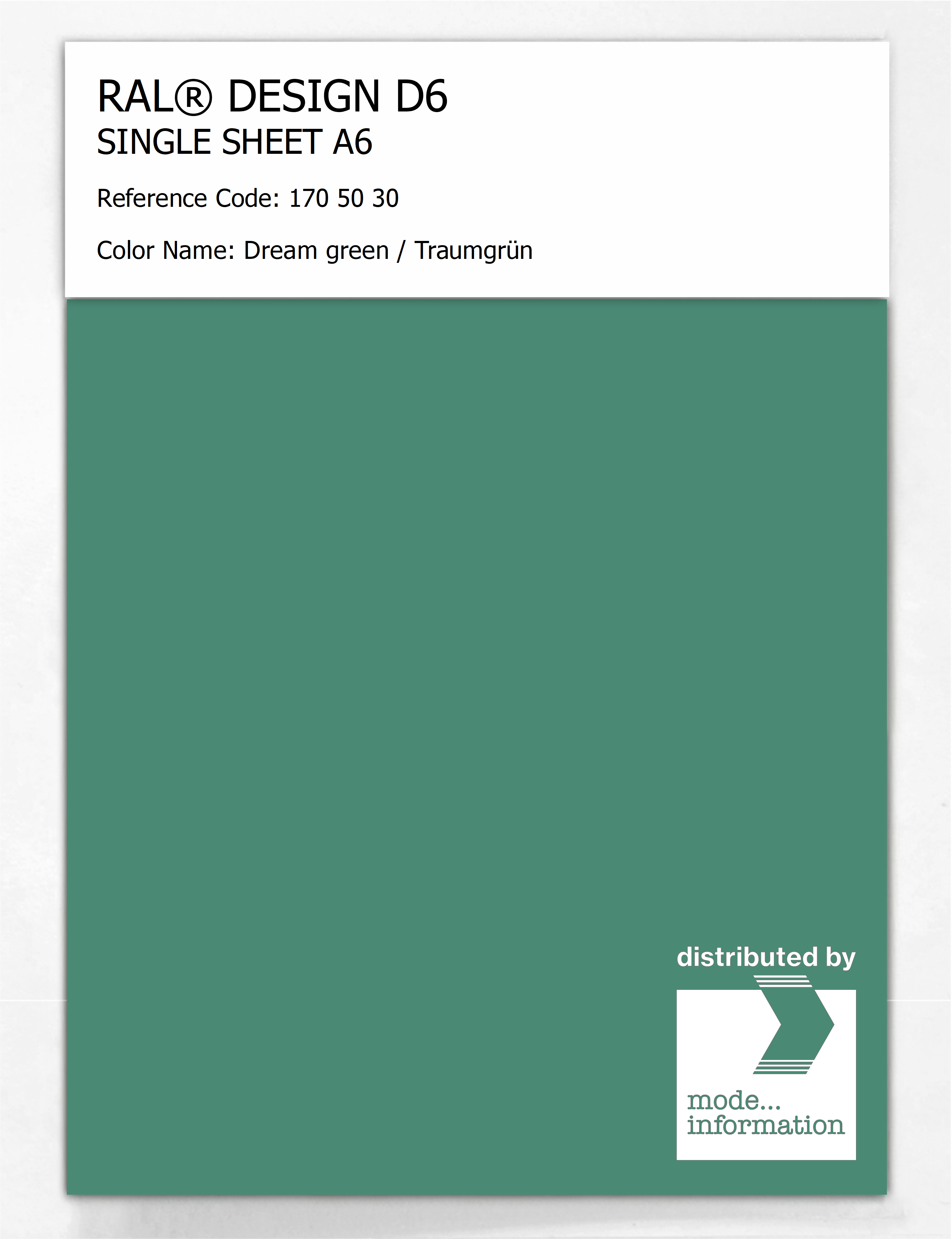 Artikelbild 1 des Artikels “RAL® DESIGN D6 SINGLE SHEET A6 170 50 30 Dream green / Traumgrün “