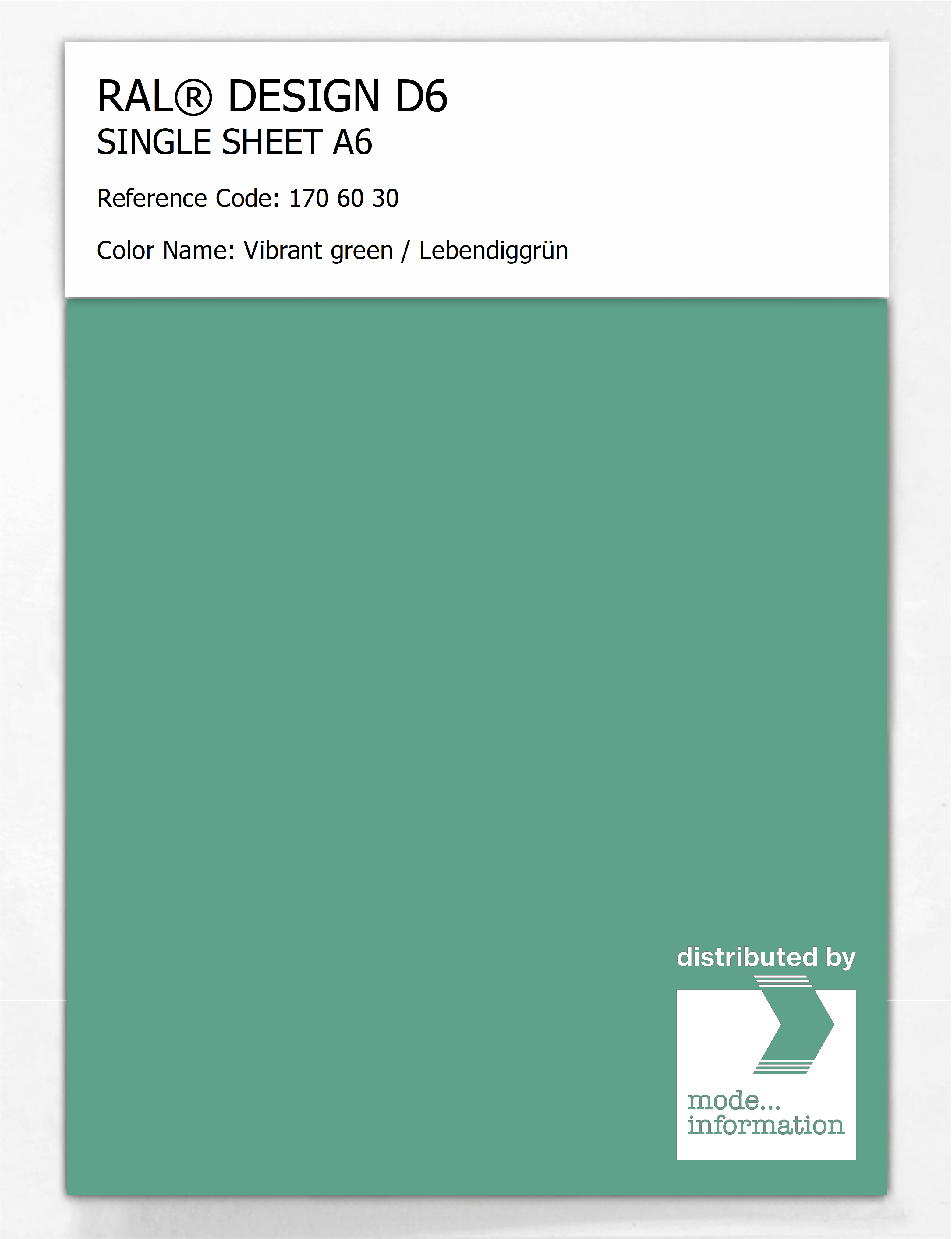 Artikelbild 1 des Artikels “RAL® DESIGN D6 SINGLE SHEET A6 170 60 30 Vibrant green / Lebendiggrün “