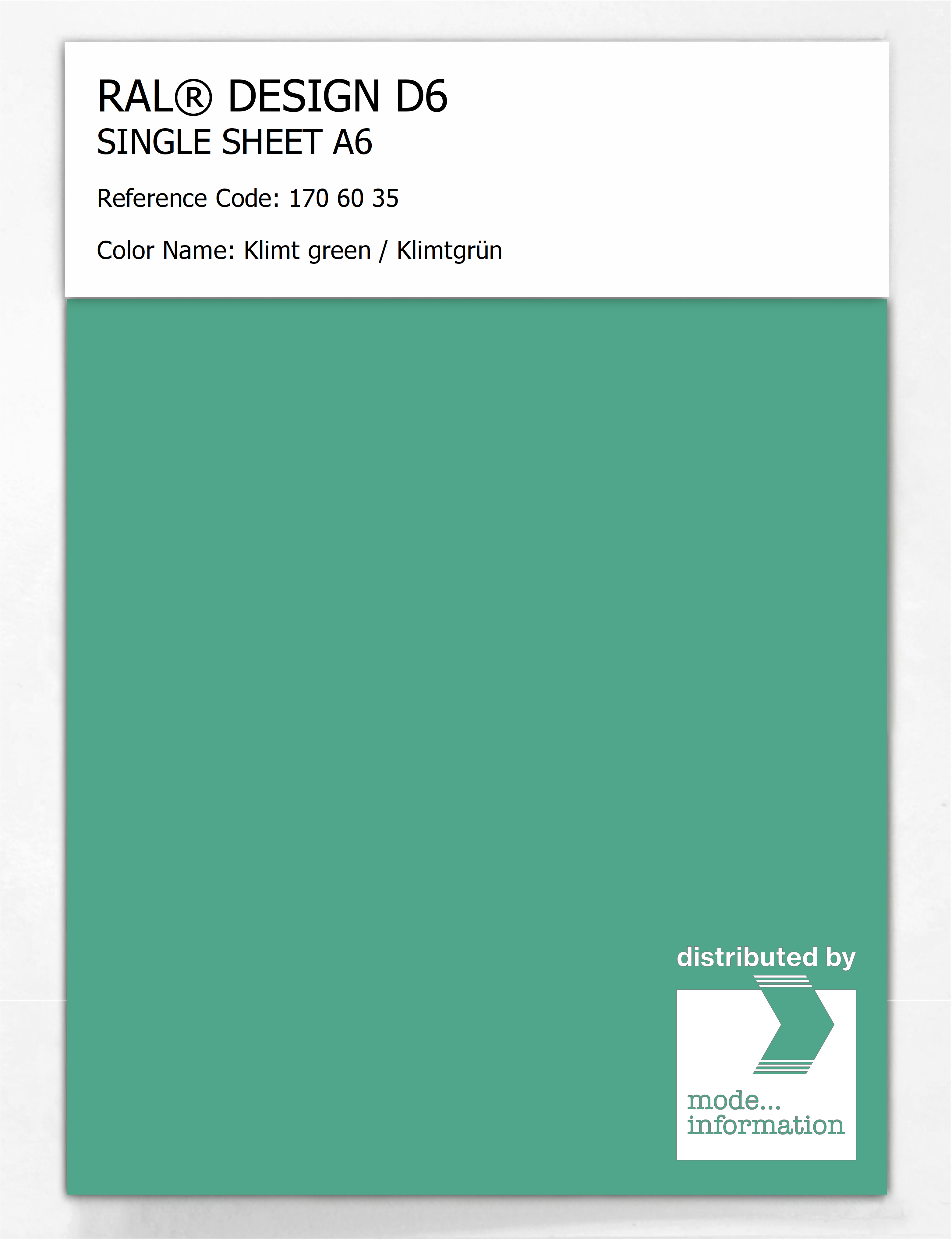 Artikelbild 1 des Artikels “RAL® DESIGN D6 SINGLE SHEET A6 170 60 35 Klimt green / Klimtgrün “