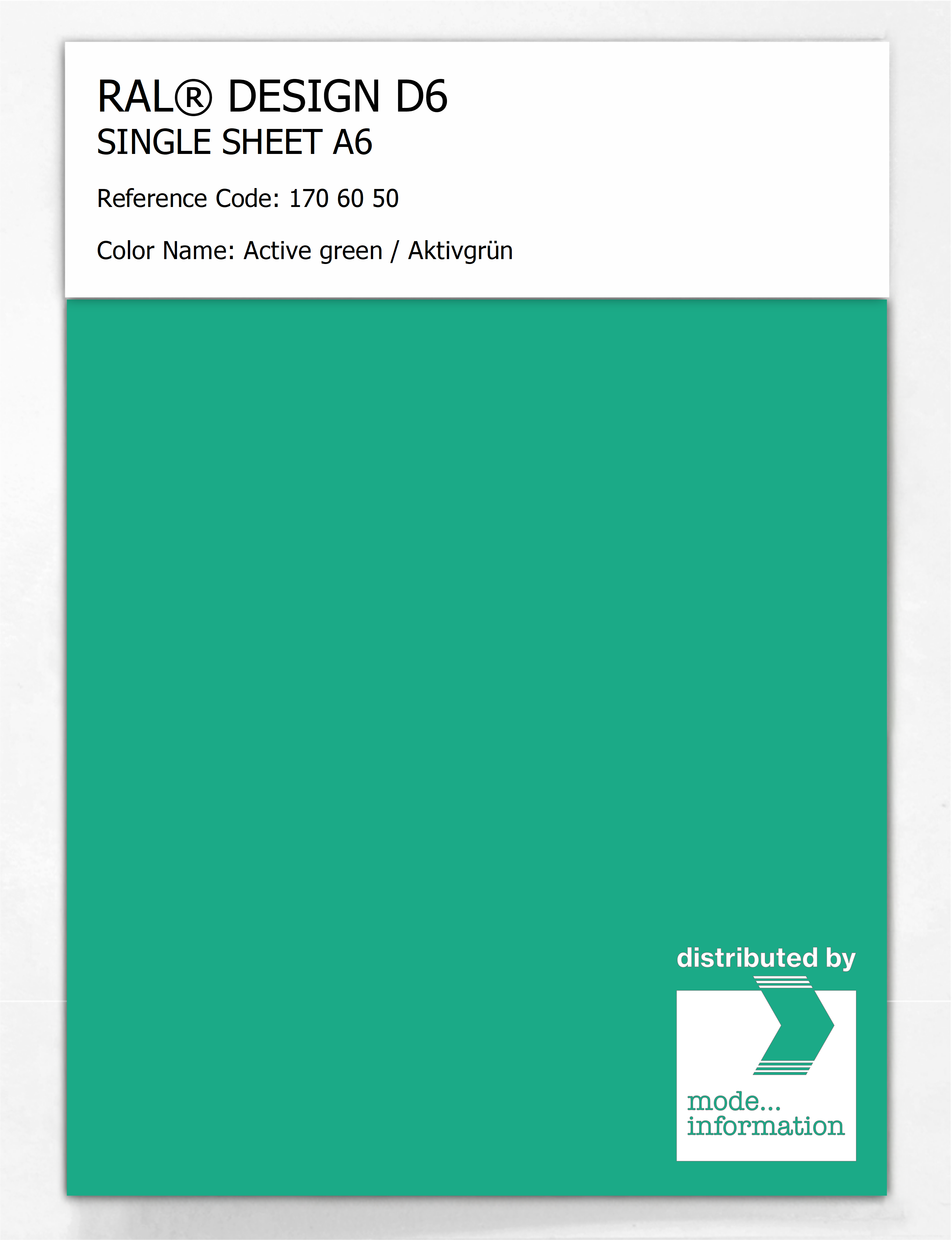 Artikelbild 1 des Artikels “RAL® DESIGN D6 SINGLE SHEET A6 170 60 50 Active green / Aktivgrün “