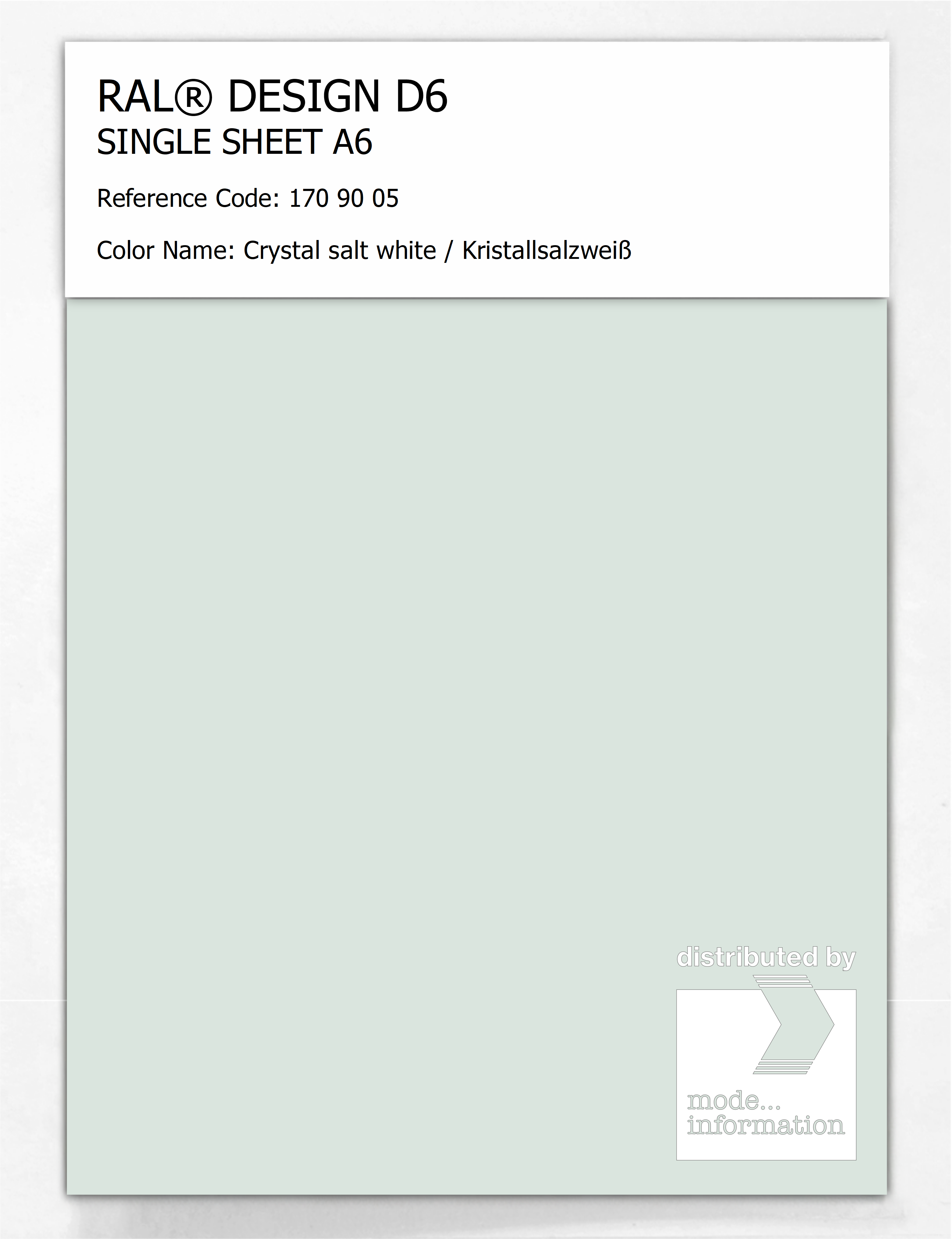Artikelbild 1 des Artikels “RAL® DESIGN D6 SINGLE SHEET A6 170 90 05 Crystal salt white / Kristallsalzweiß “