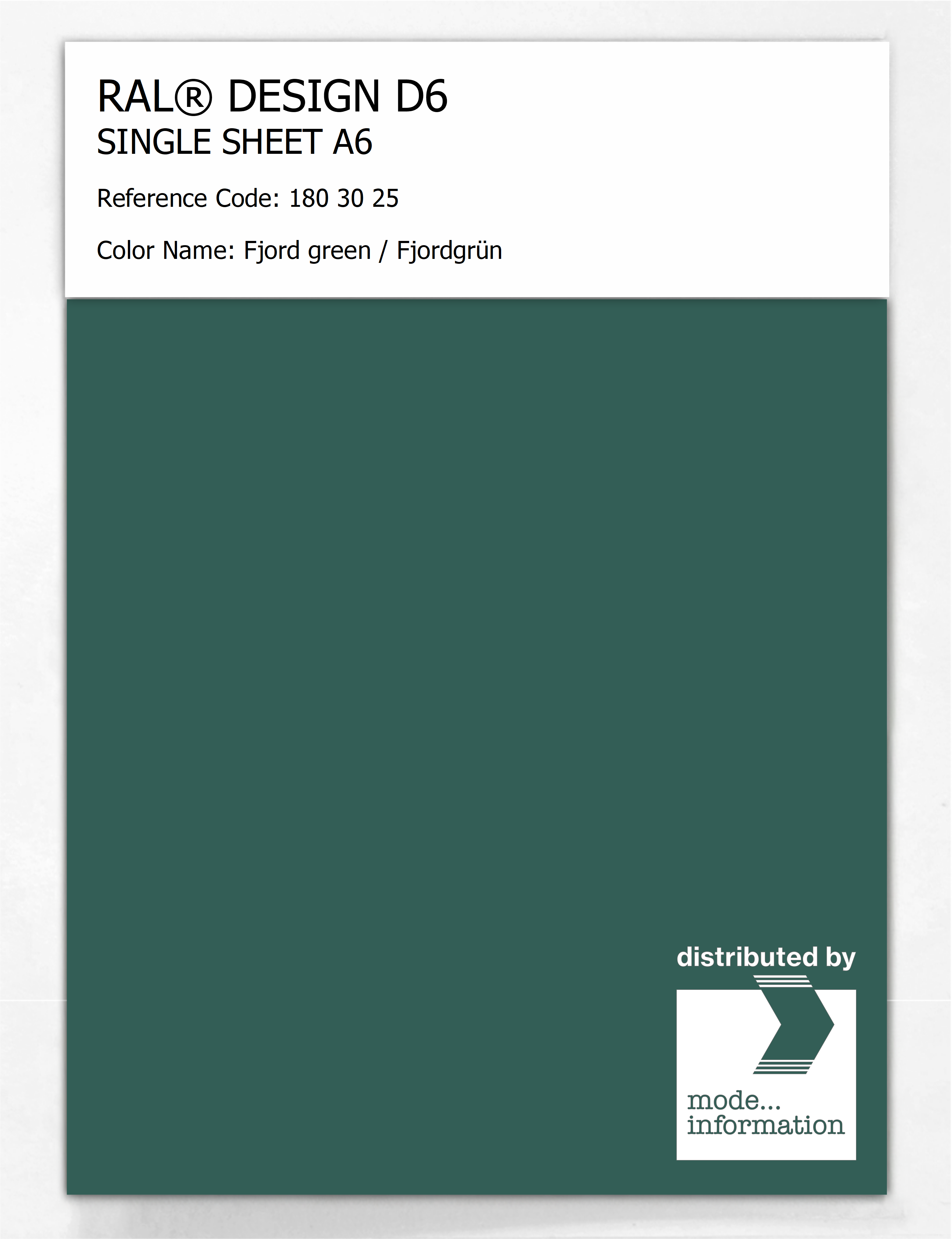 Artikelbild 1 des Artikels “RAL® DESIGN D6 SINGLE SHEET A6 180 30 25 Fjord green / Fjordgrün “