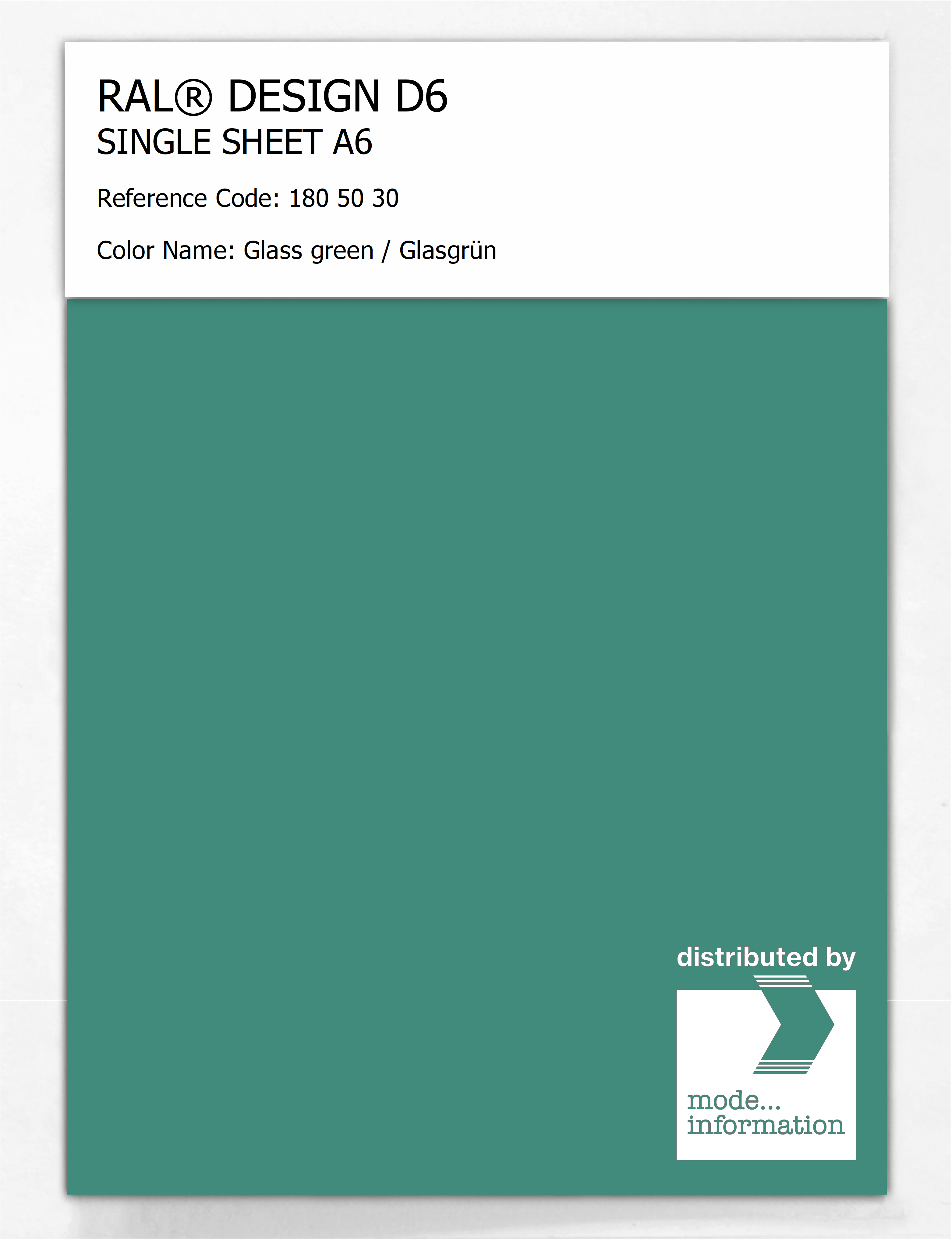 Artikelbild 1 des Artikels “RAL® DESIGN D6 SINGLE SHEET A6 180 50 30 Glass green / Glasgrün “