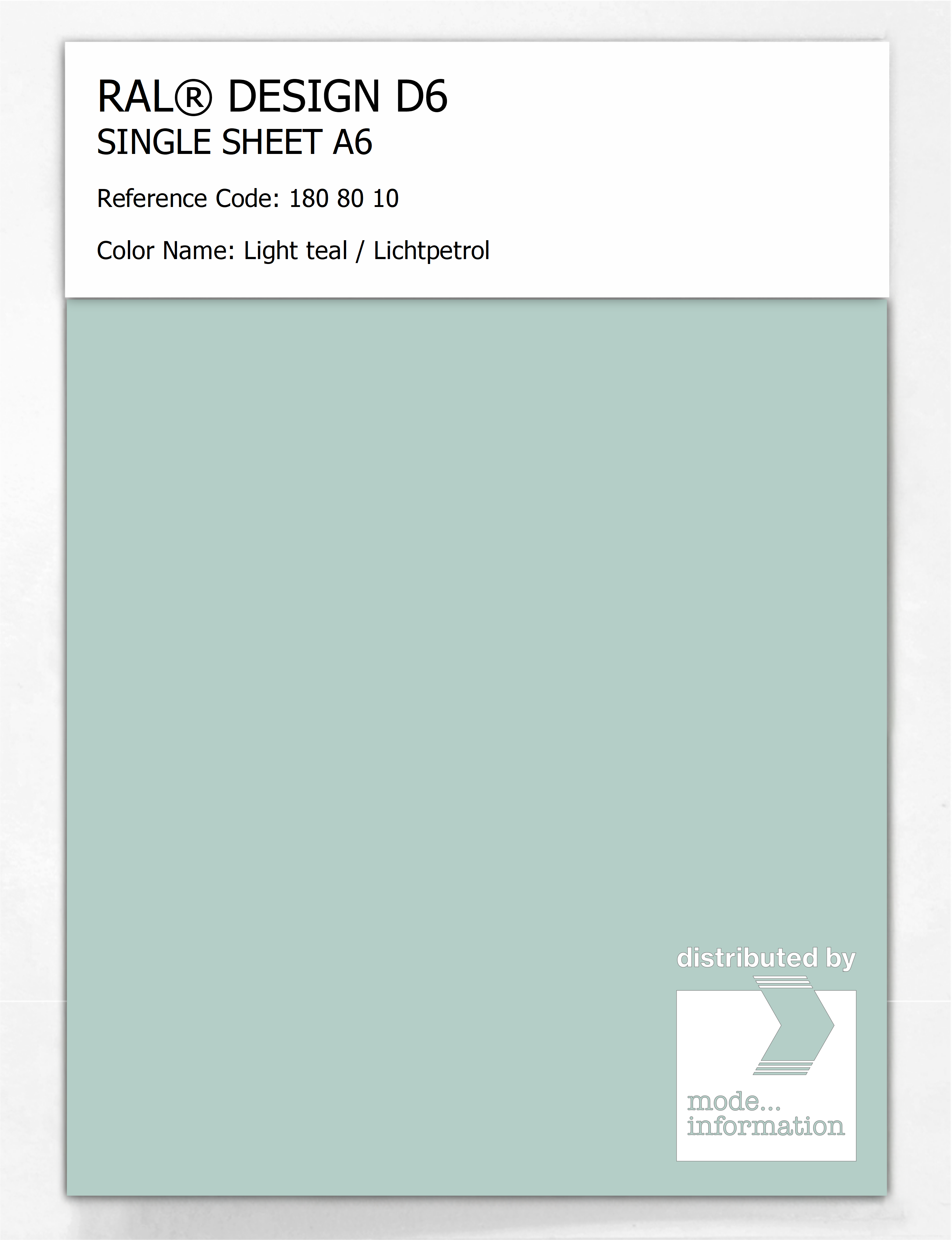 Artikelbild 1 des Artikels “RAL® DESIGN D6 SINGLE SHEET A6 180 80 10 Light teal / Lichtpetrol “