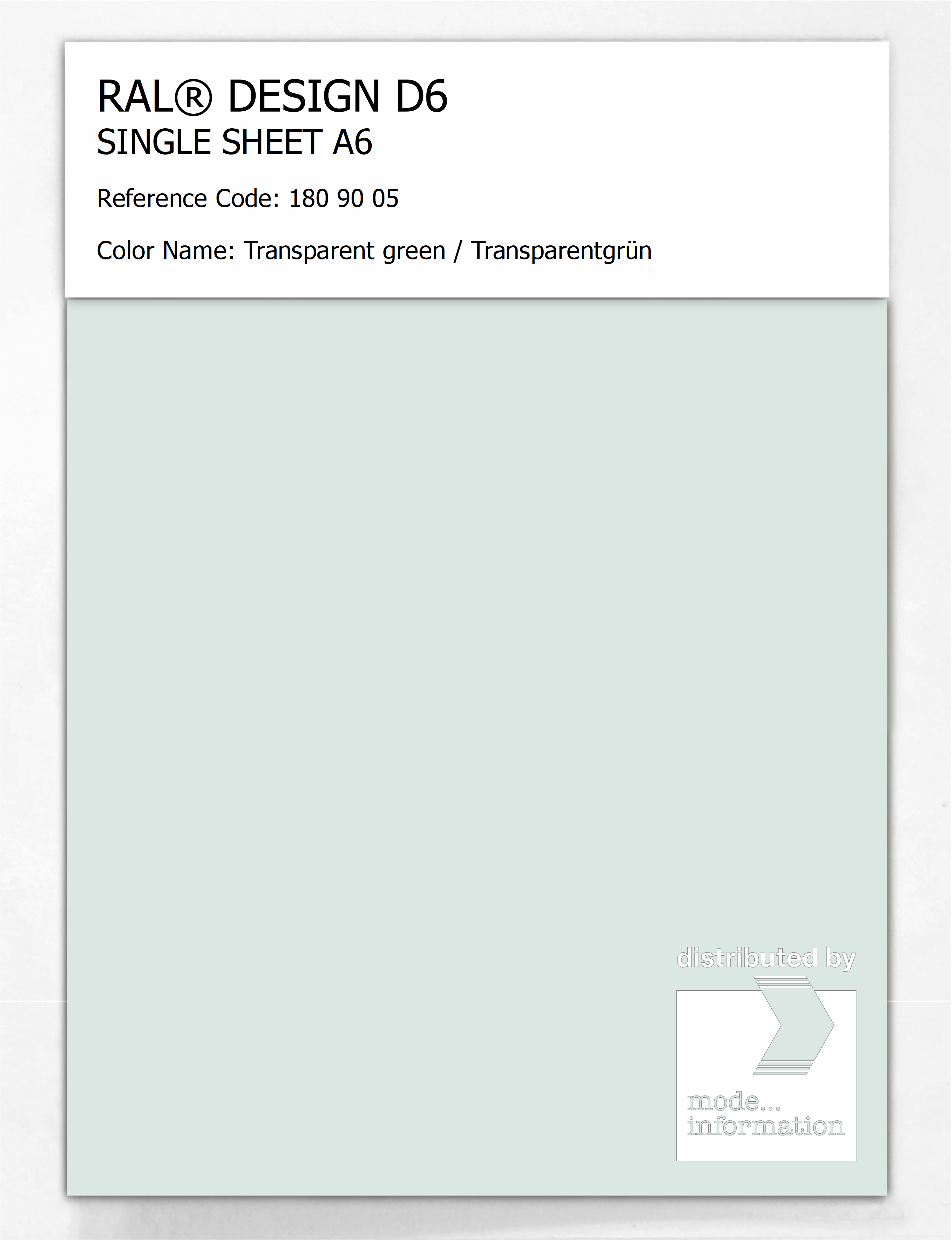 Artikelbild 1 des Artikels “RAL® DESIGN D6 SINGLE SHEET A6 180 90 05 Transparent green / Transparentgrün “