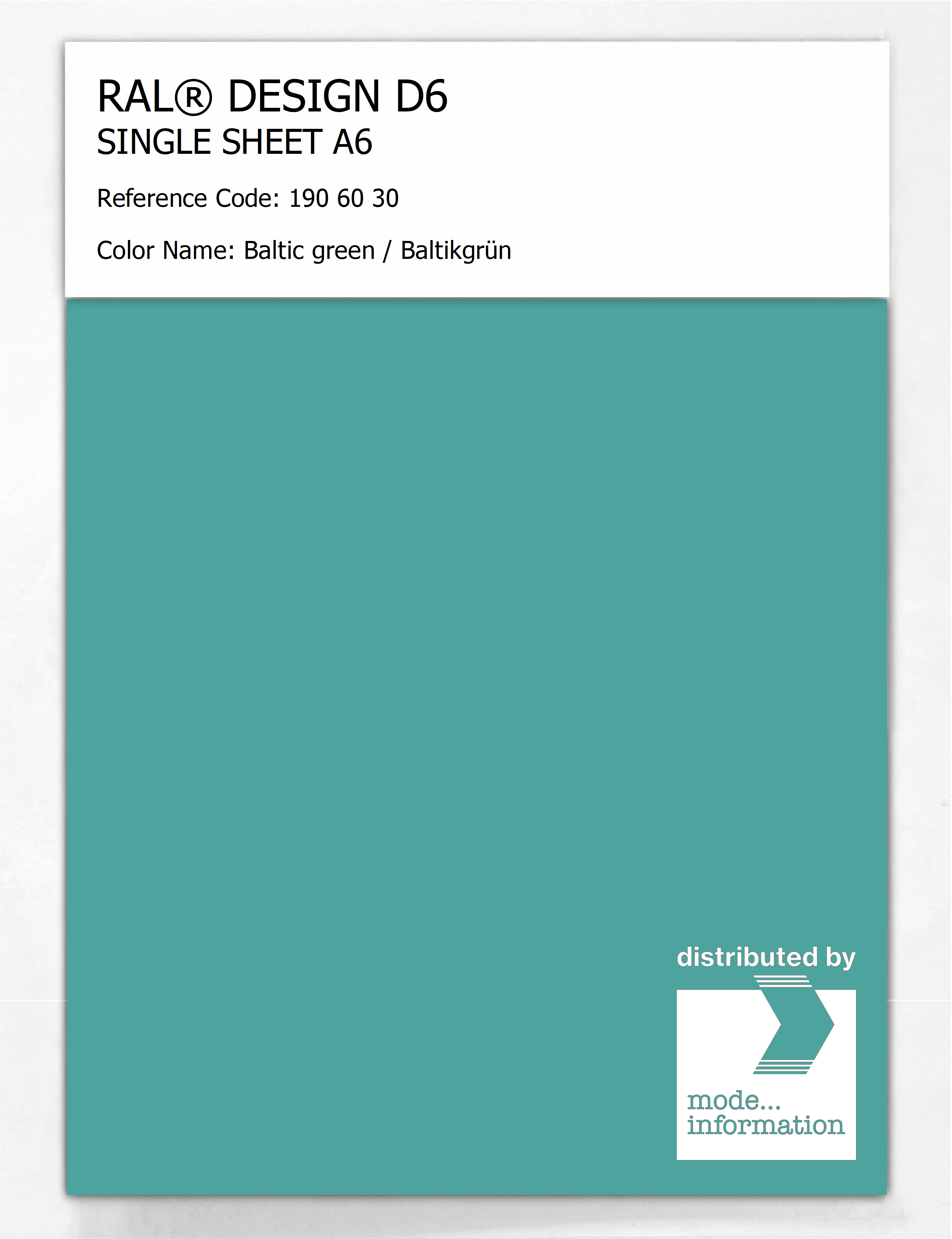 Artikelbild 1 des Artikels “RAL® DESIGN D6 SINGLE SHEET A6 190 60 30 Baltic green / Baltikgrün “