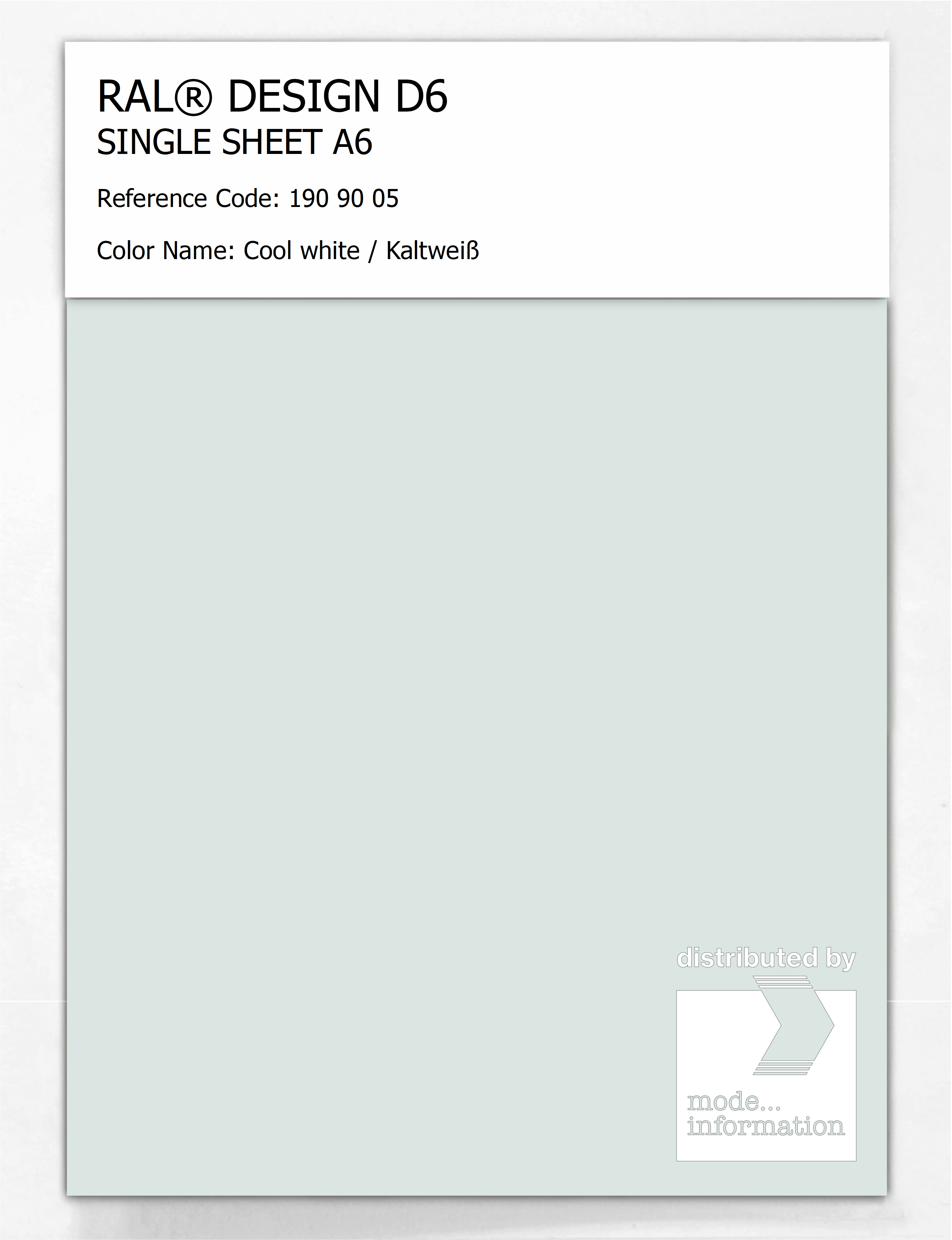 Artikelbild 1 des Artikels “RAL® DESIGN D6 SINGLE SHEET A6 190 90 05 Cool white / Kaltweiß “