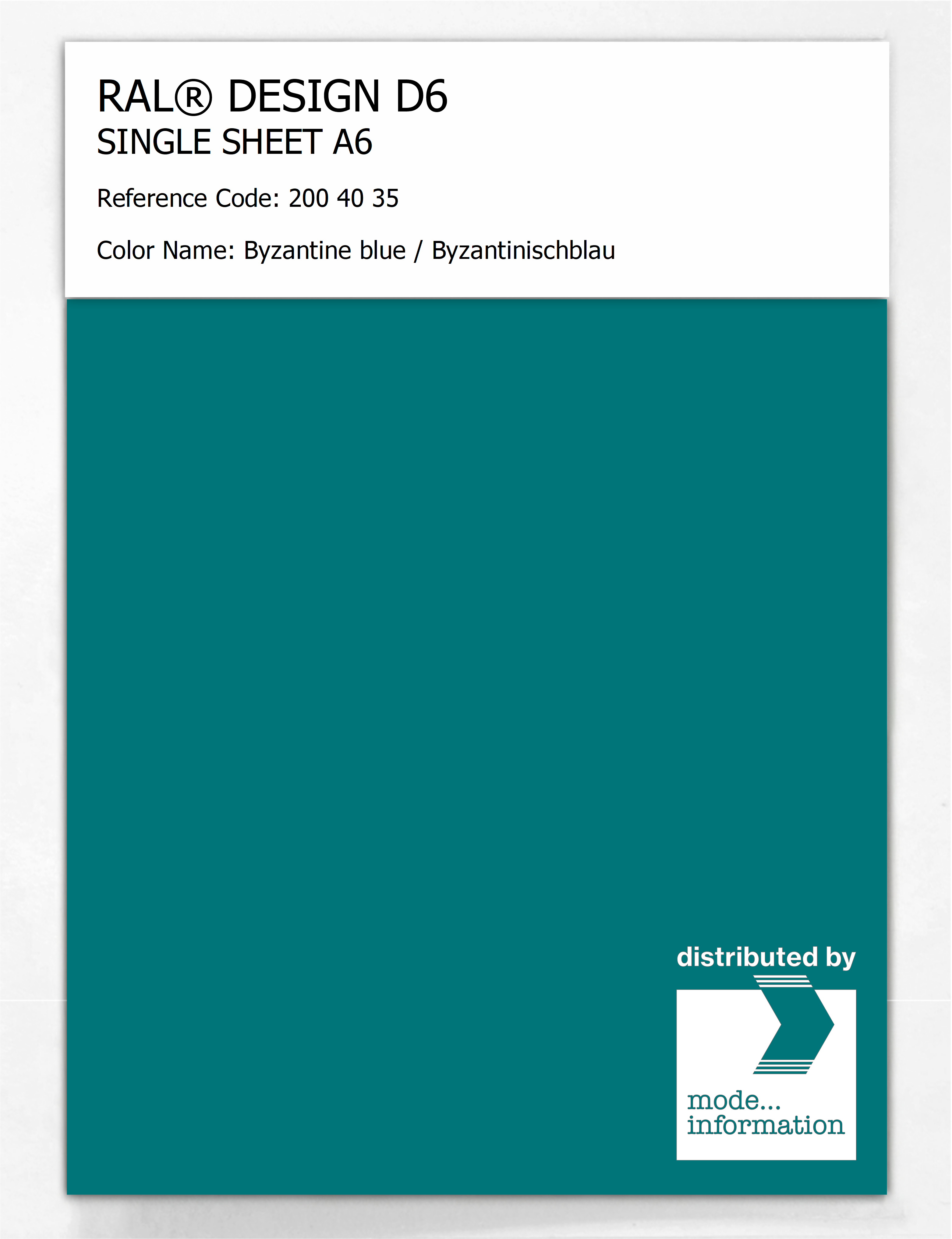 Artikelbild 1 des Artikels “RAL® DESIGN D6 SINGLE SHEET A6 200 40 35 Byzantine blue / Byzantinischblau “