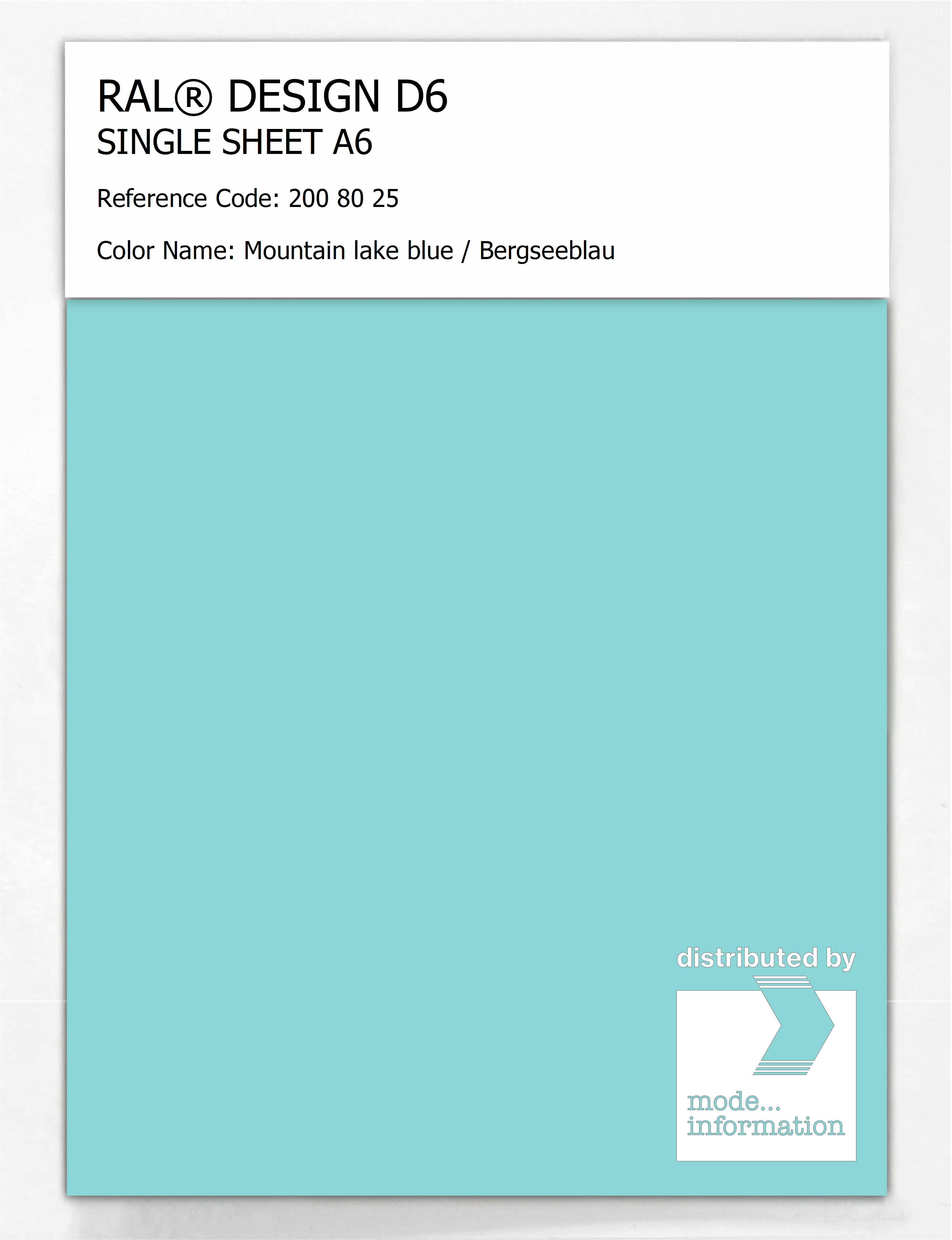 Artikelbild 1 des Artikels “RAL® DESIGN D6 SINGLE SHEET A6 200 80 25 Mountain lake blue / Bergseeblau “
