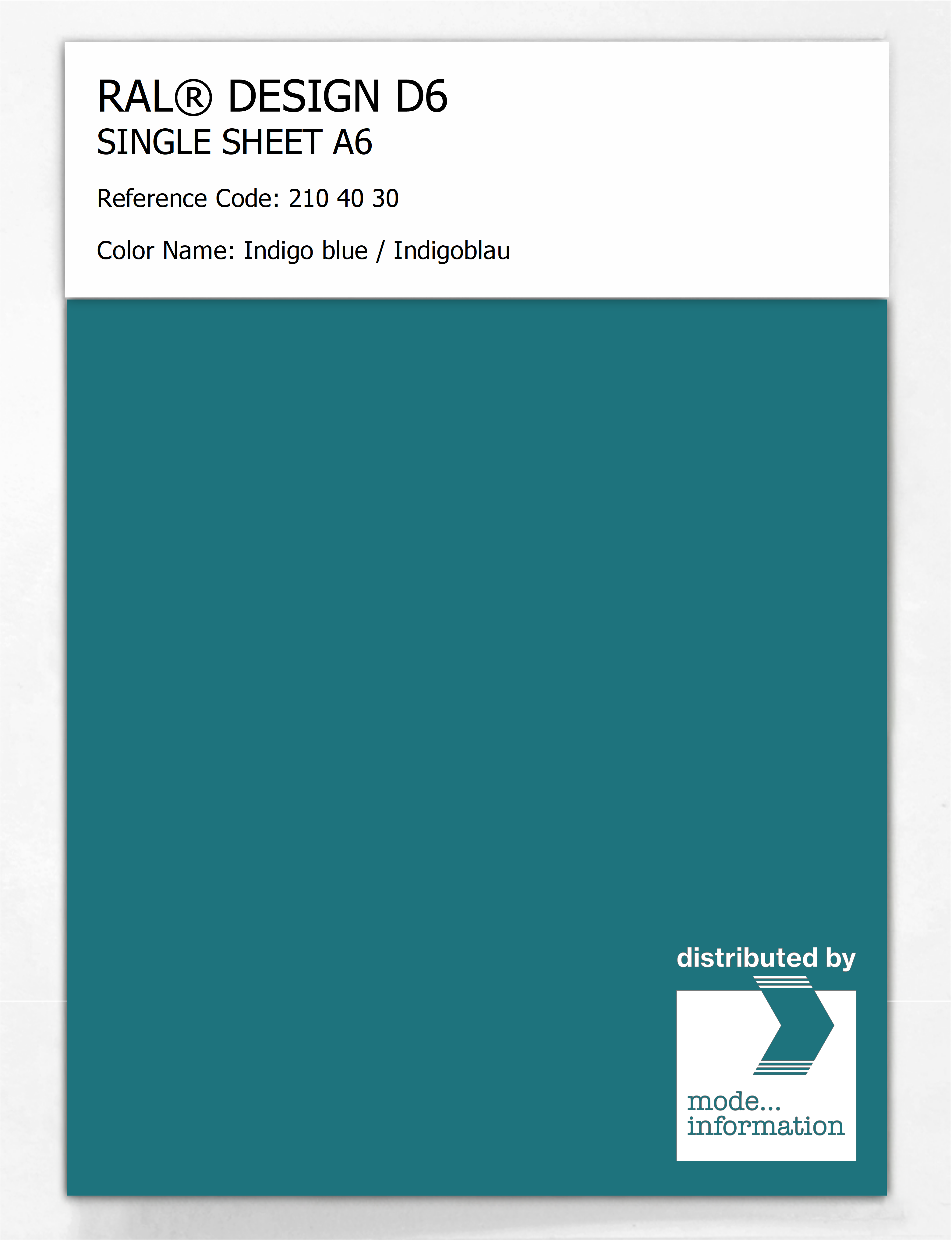 Artikelbild 1 des Artikels “RAL® DESIGN D6 SINGLE SHEET A6 210 40 30 Indigo blue / Indigoblau “